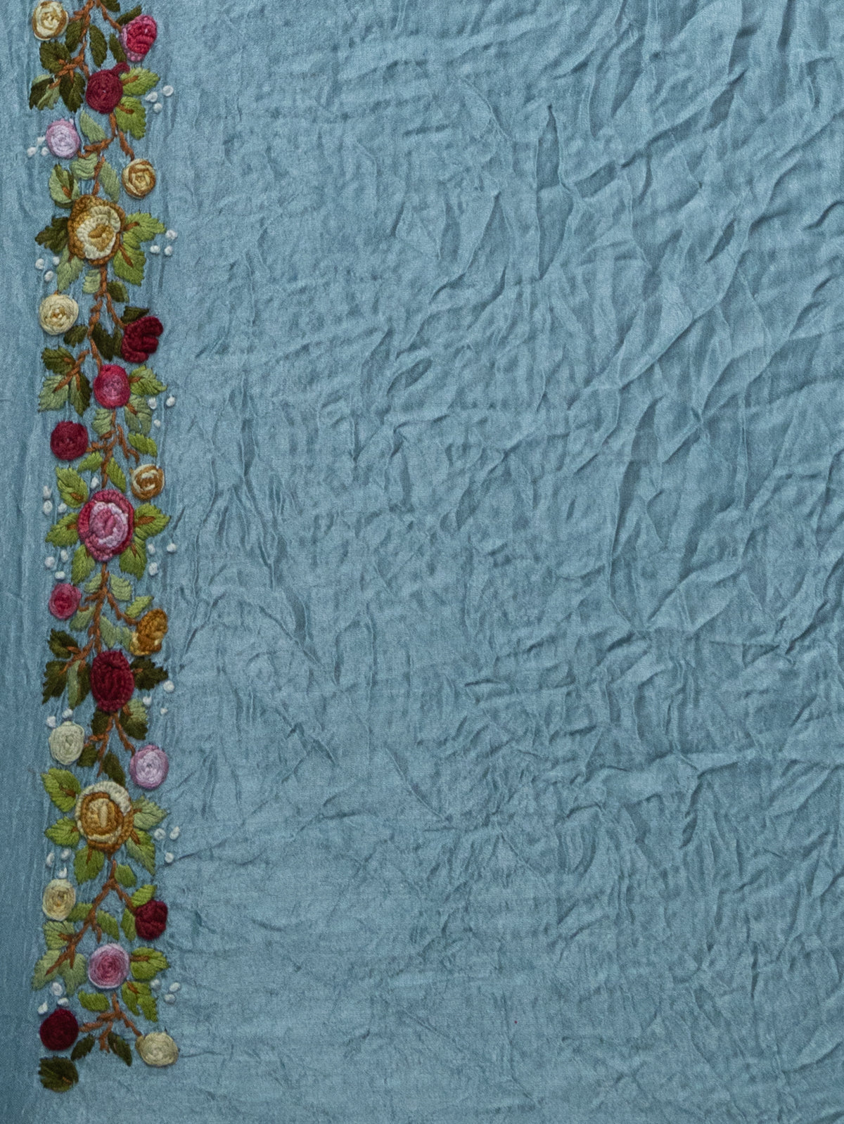 Navy Blue & Pastel Blue Gajji Silk With Bandhej And Kutch Embroidery