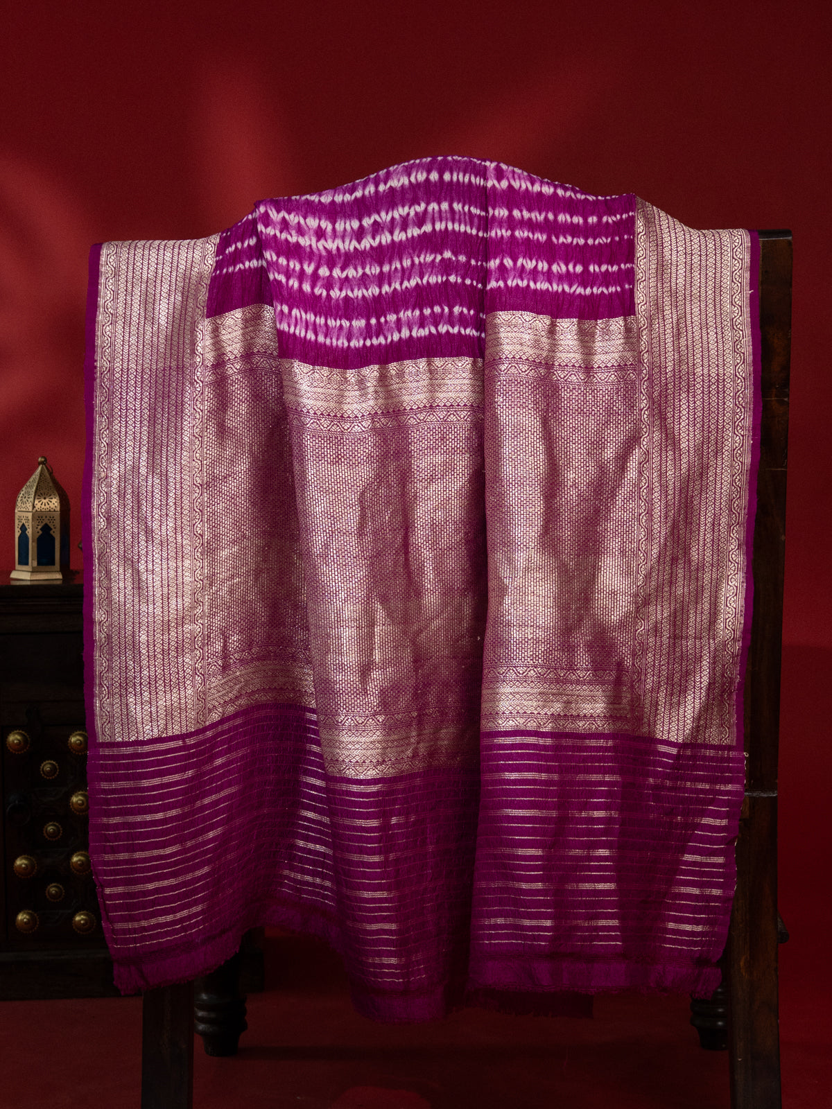 Purple Tussar Silk Saree With Shibori Style