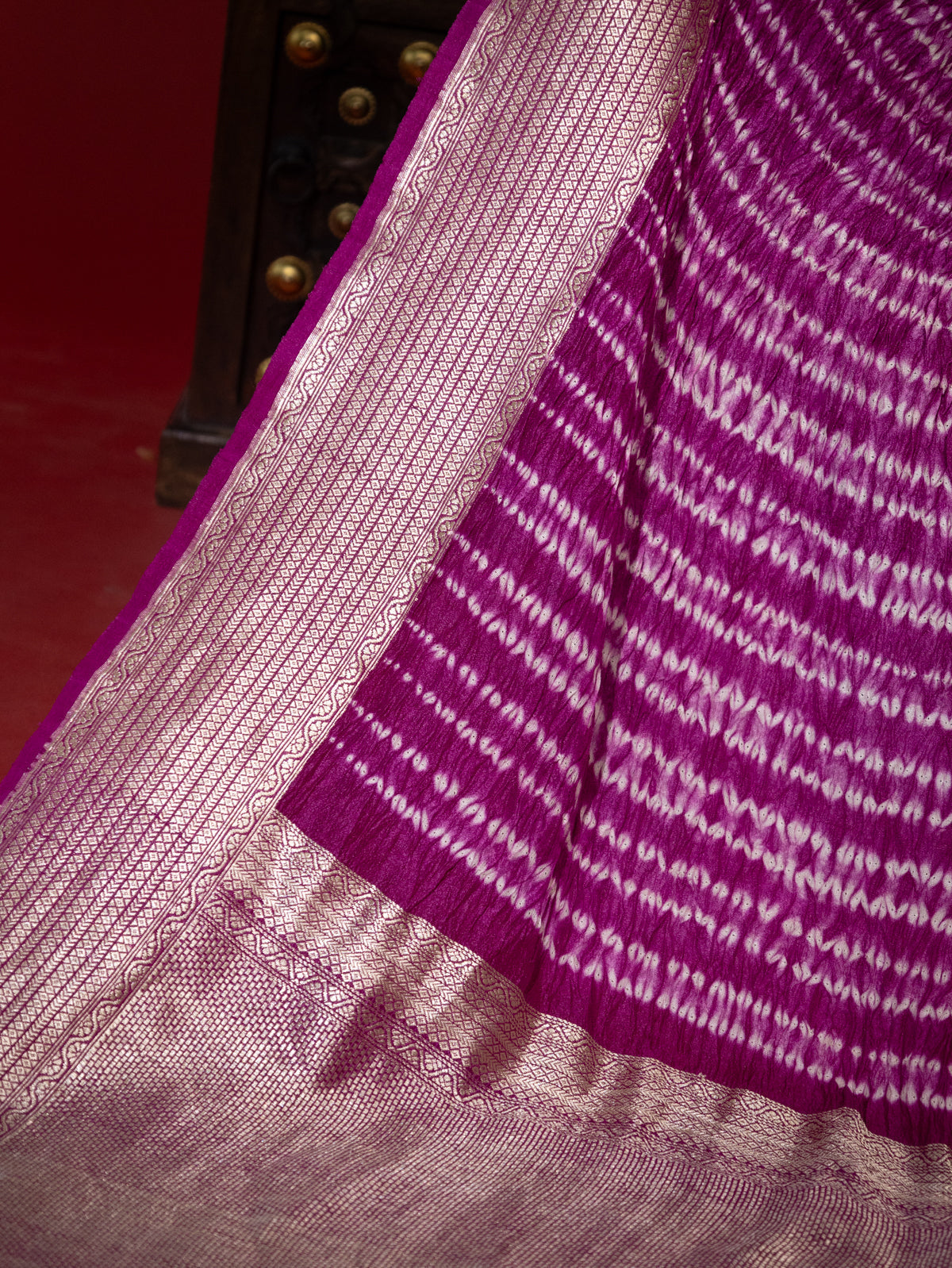 Purple Tussar Silk Saree With Shibori Style