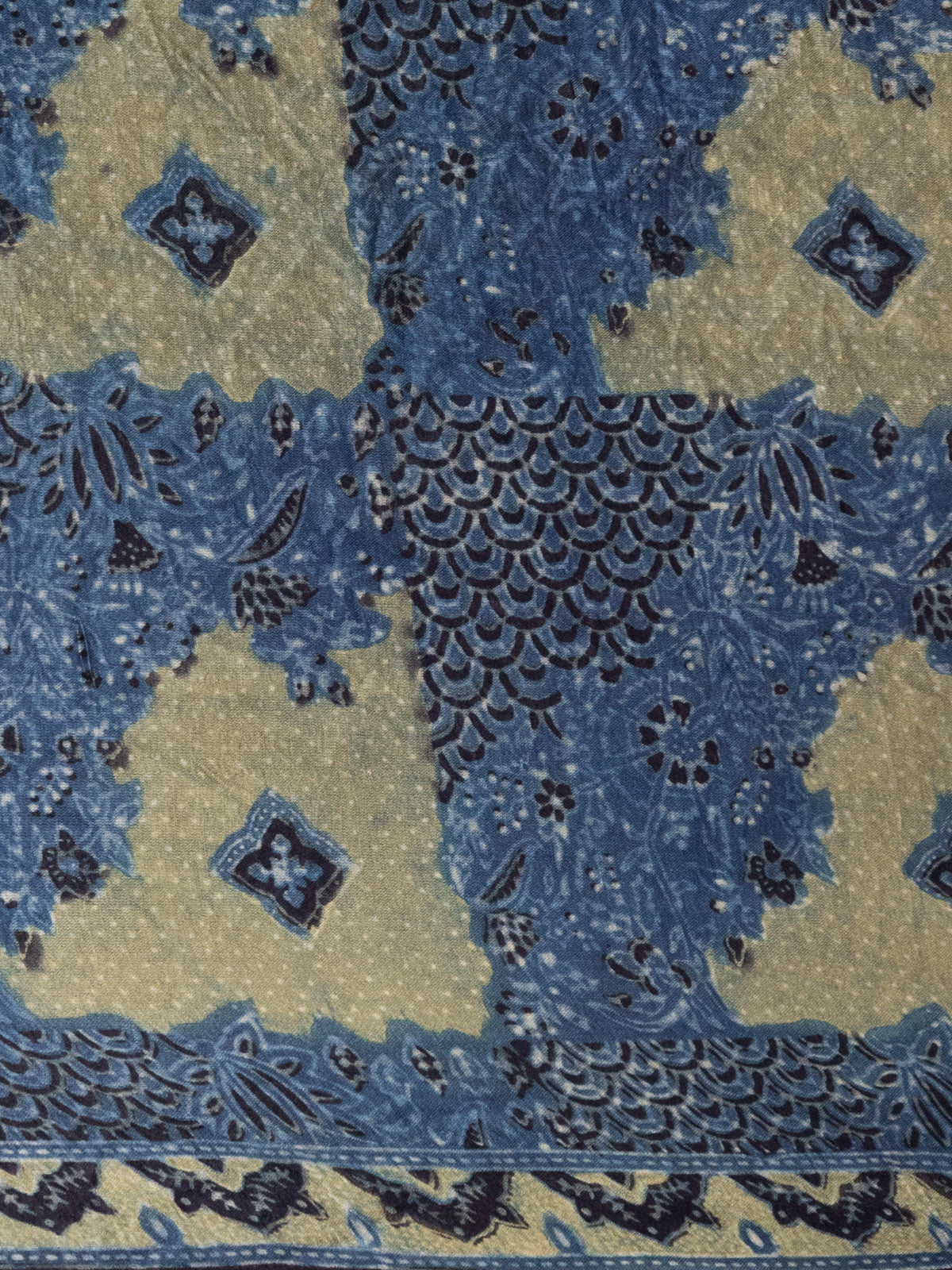 Navy Blue & Pastel Blue Gajji Silk With Allover Bandhej