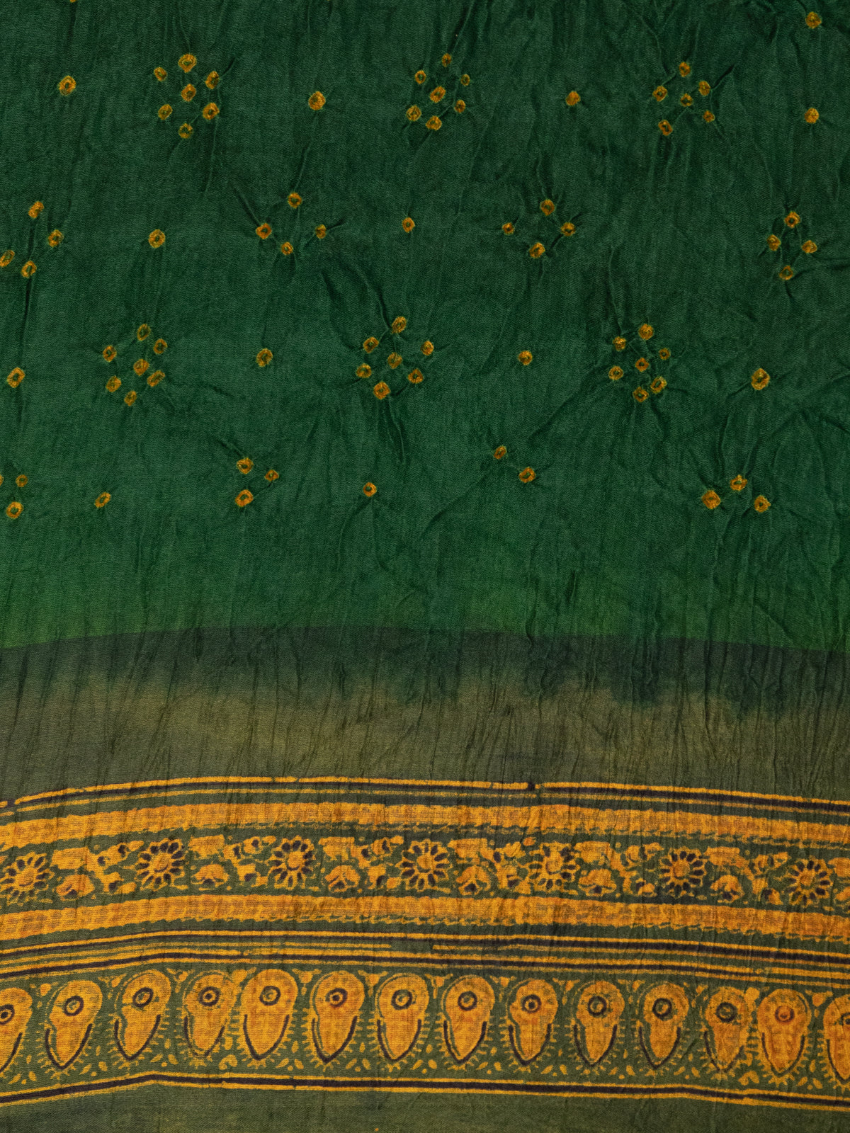 Green & Mehendi Green Gajji Silk With Allover Bandhej