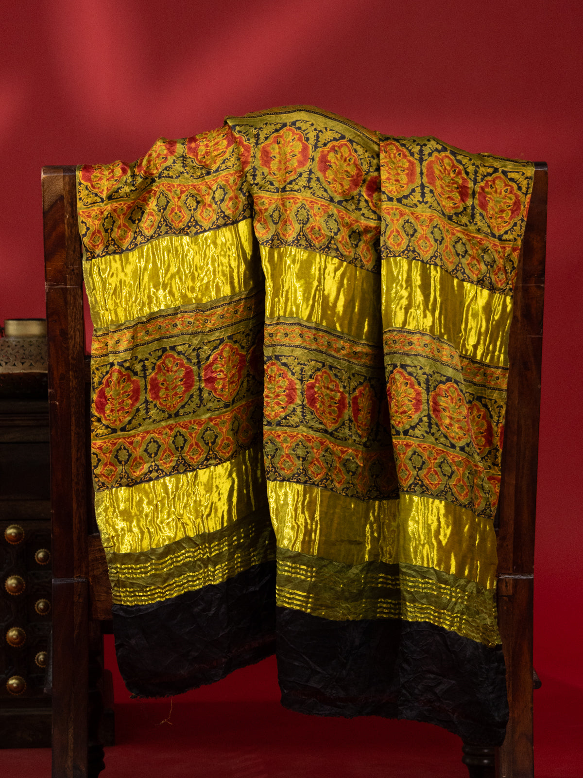 Maroon & Mehendi Green Gajji Silk With Bandhej
