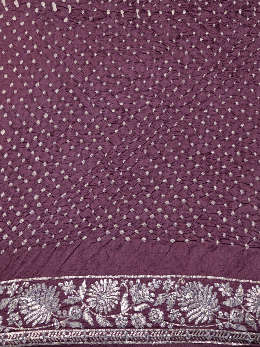 Pastel Purple Bandhini Silk Saree With Sequin Work