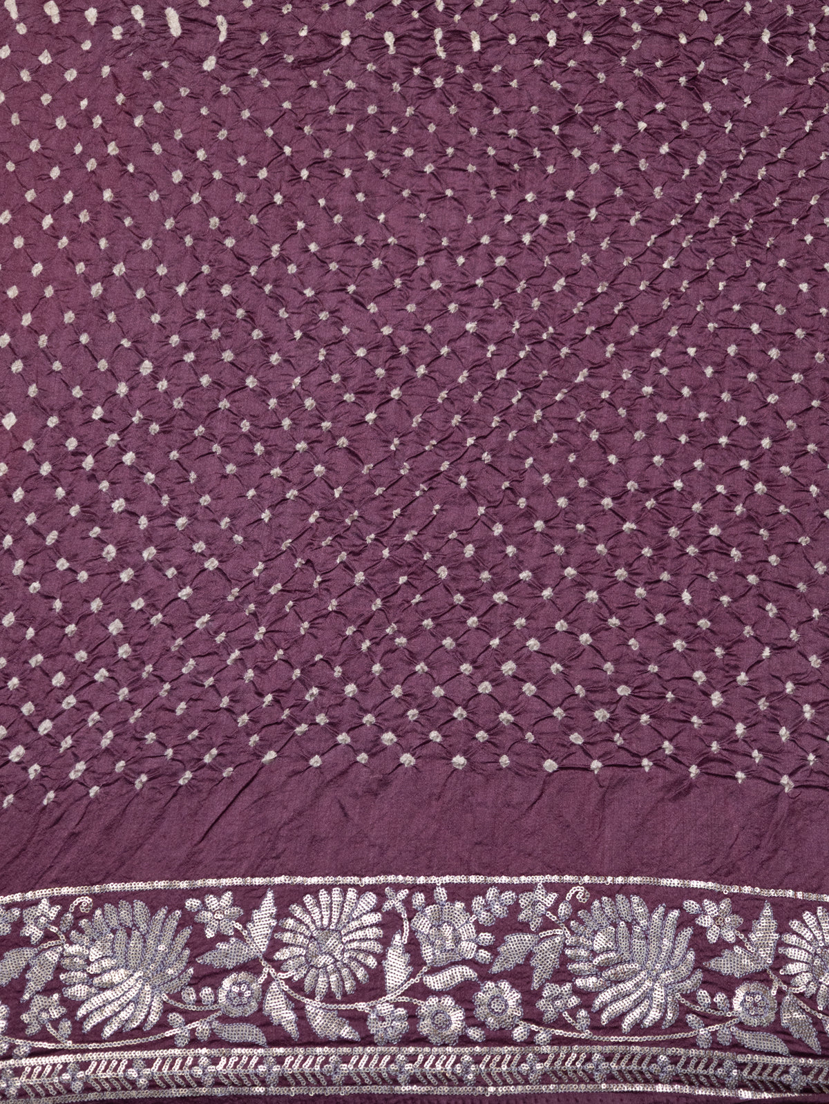 Pastel Purple Bandhini Silk Saree With Sequin Work
