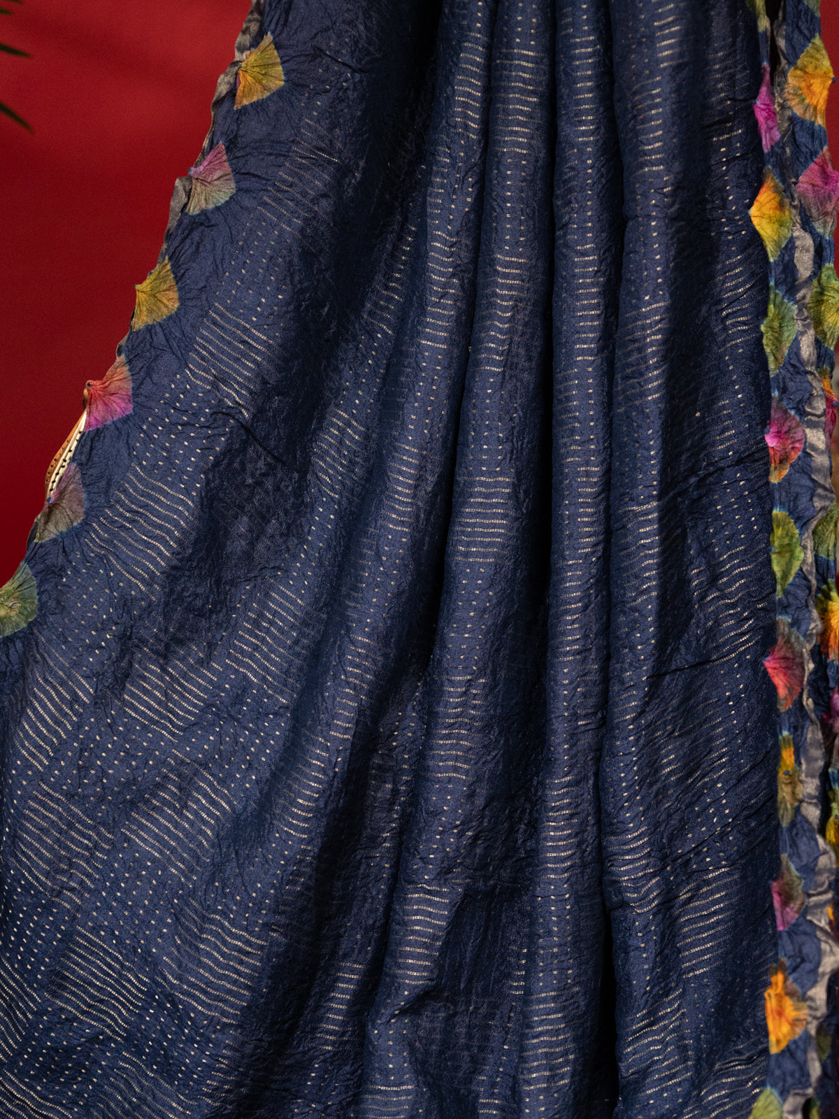 Navy Blue Tussar Silk Saree