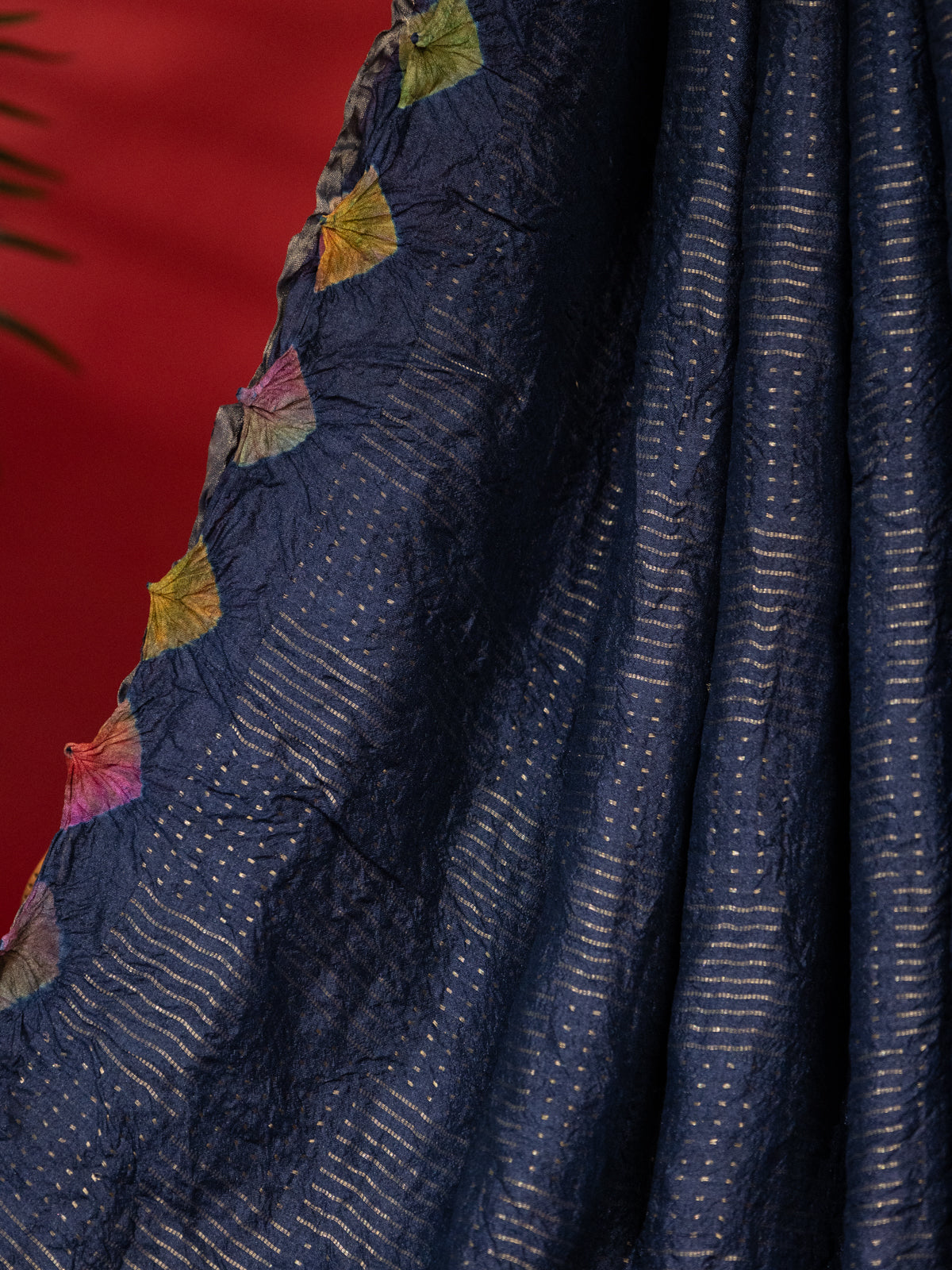 Navy Blue Tussar Silk Saree