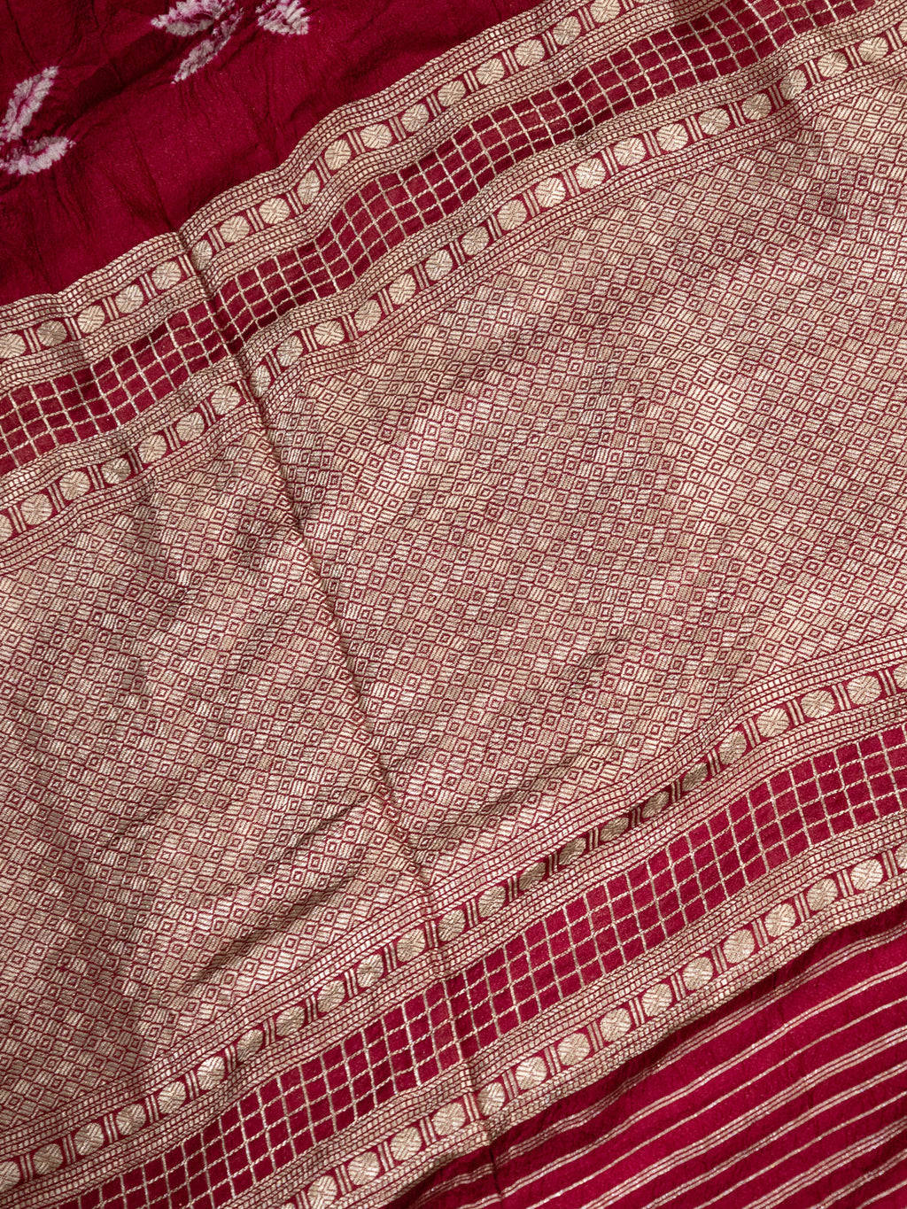 Maroon Tussar Silk Saree With Shibori Prints