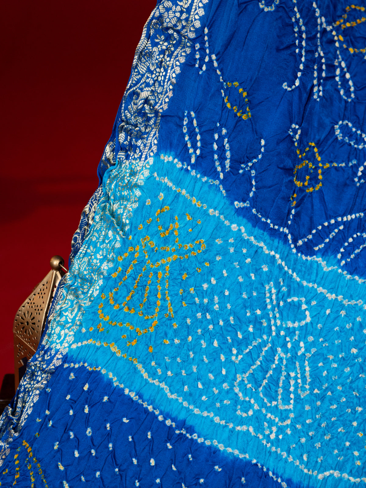 Cs Blue Gajji Silk With Allover Bandhej