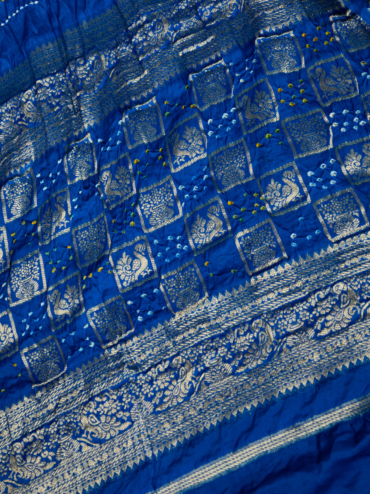 Cs Blue Gajji Silk With Allover Bandhej