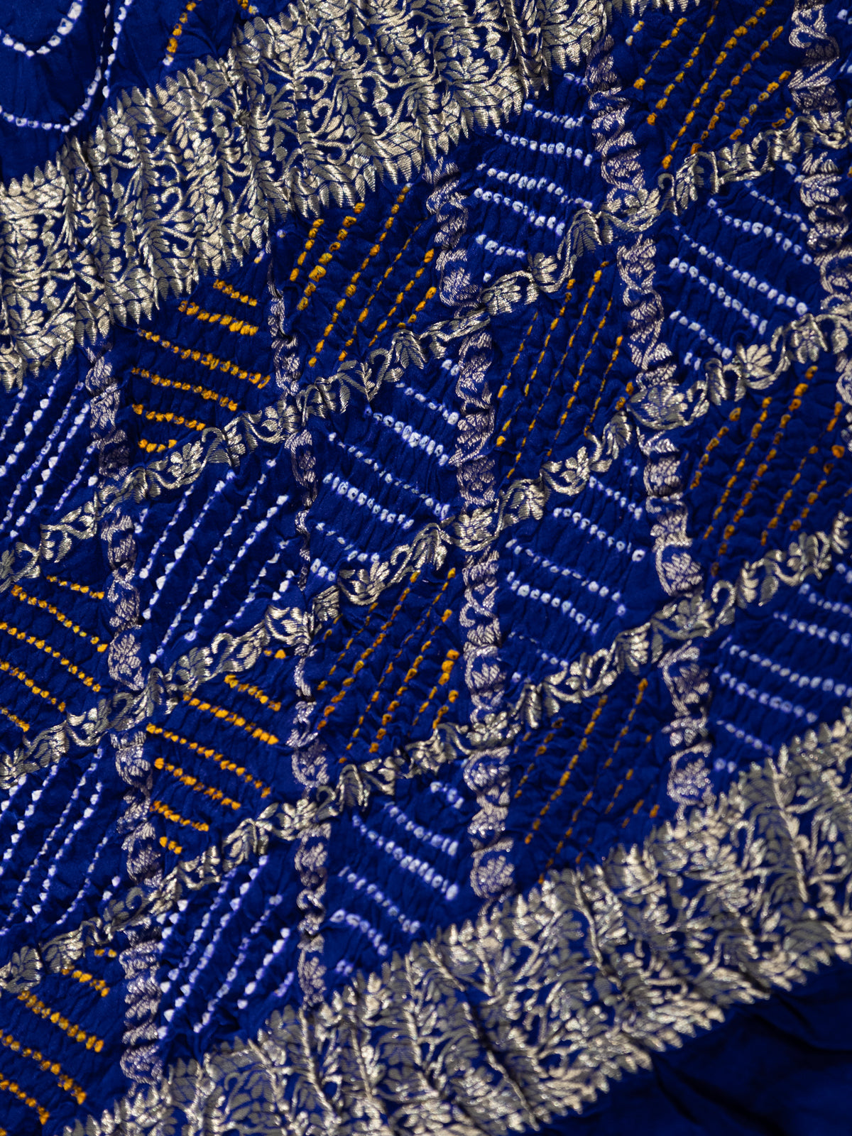 Blue & Teal Gajji Silk With Placement Style Bandhej