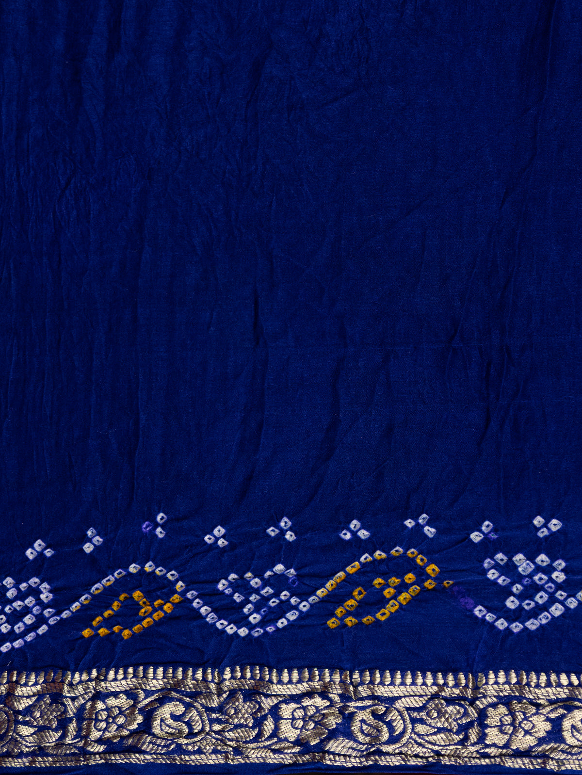 Blue & Teal Gajji Silk With Placement Style Bandhej