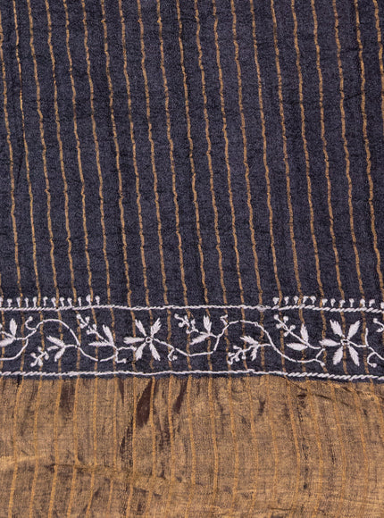 Black Tussar Silk Saree With Bandhej
