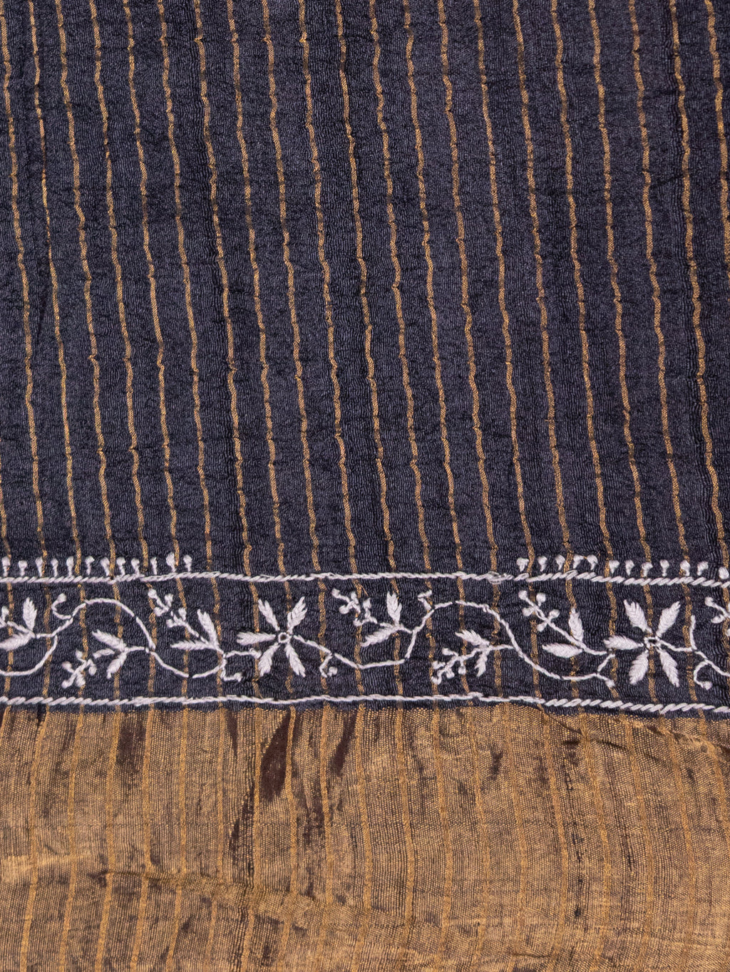 Black Tussar Silk Saree With Bandhej
