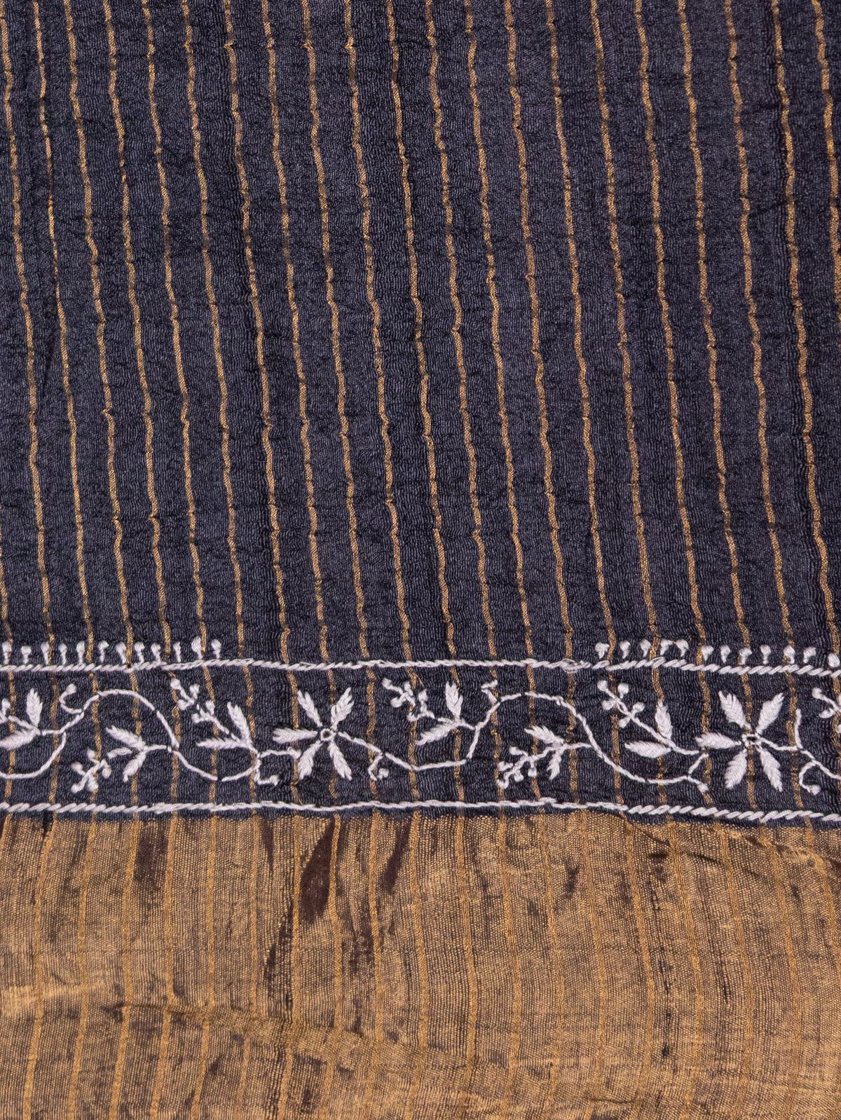 Black Tussar Silk Saree With Bandhej