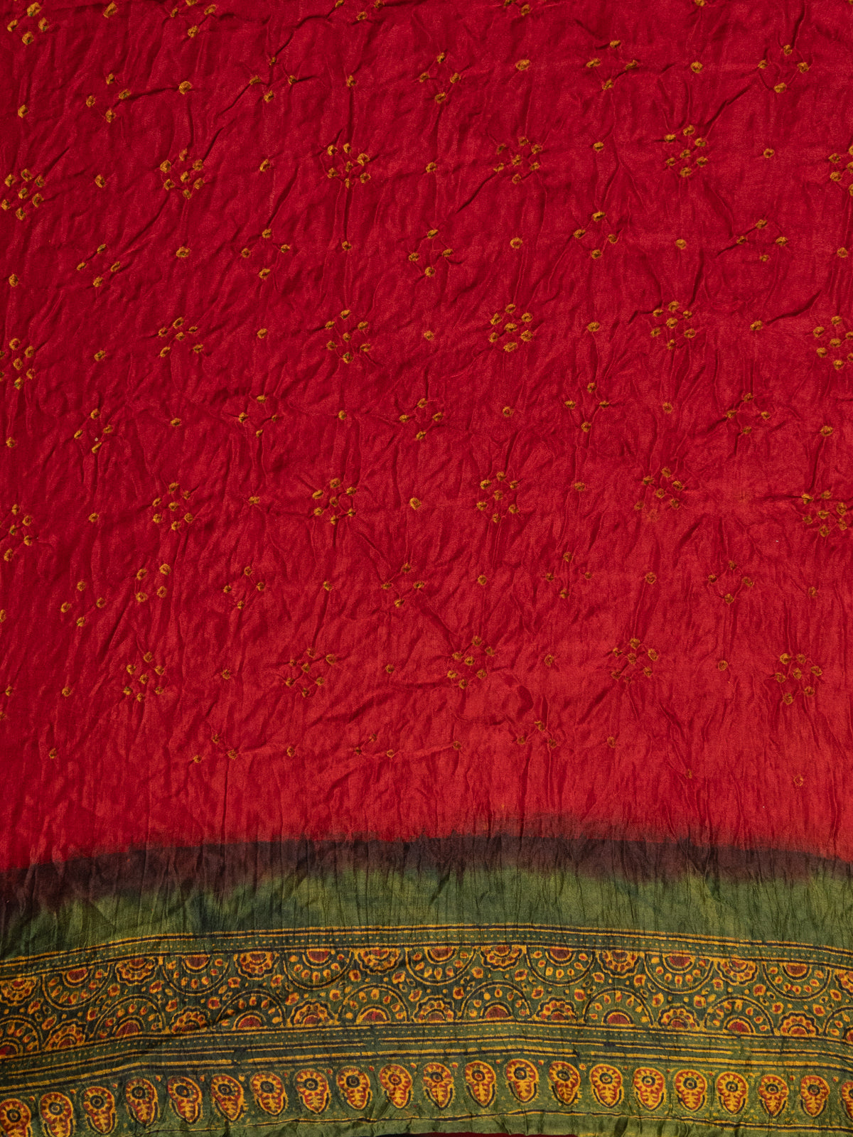 Maroon & Mehendi Green Gajji Silk With Bandhej
