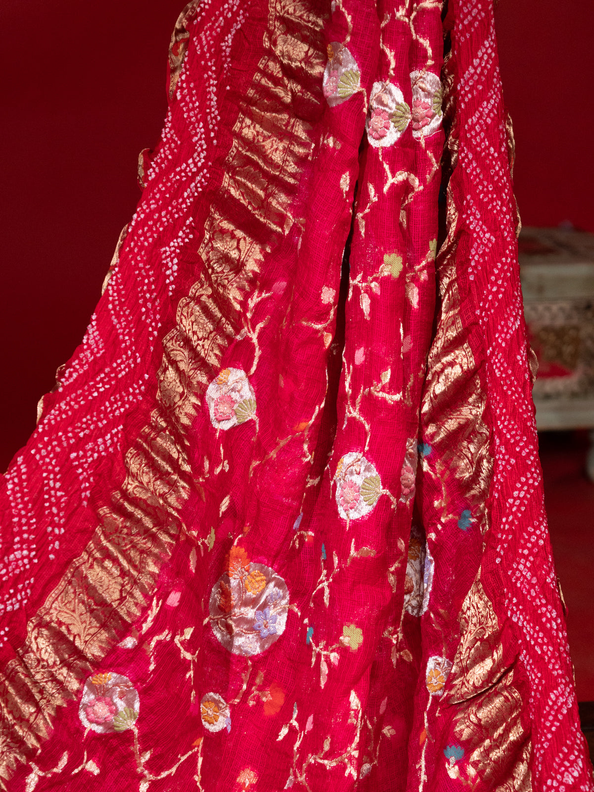 Pink Zari Kota Saree With Jaal Weaves