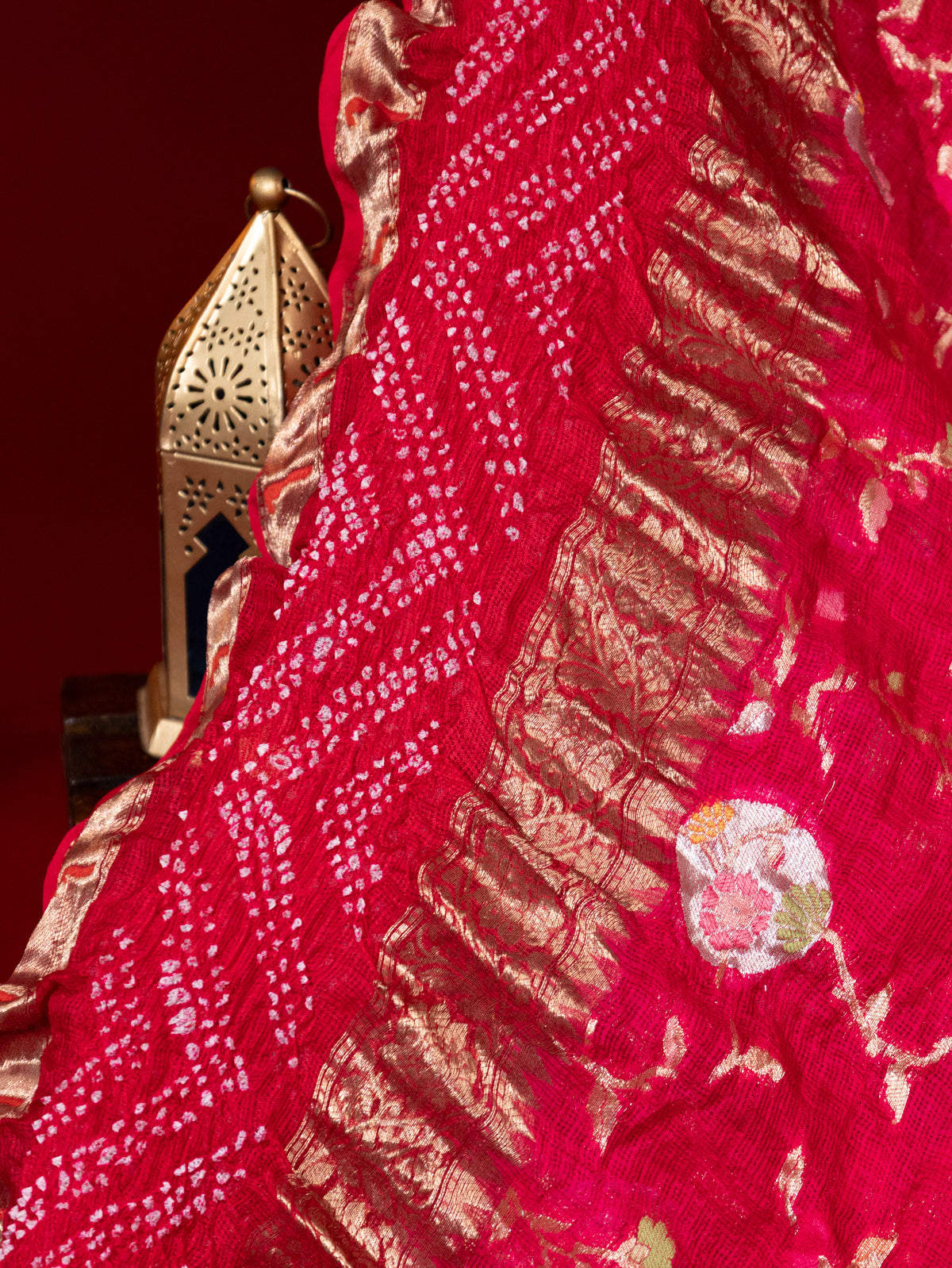 Pink Zari Kota Saree With Jaal Weaves