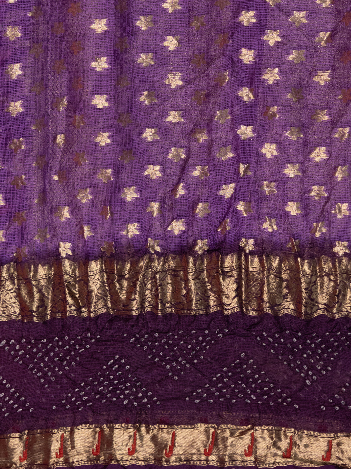 Violet & Deep Violet Zari Kota Saree With Jaal Weaves