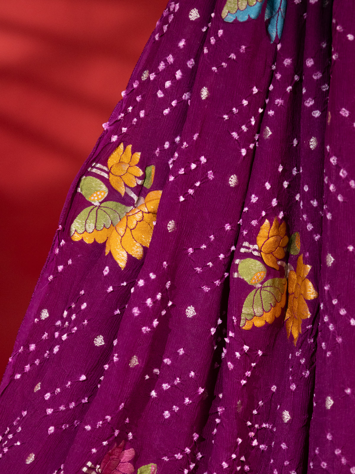 Purple Georgette Saree With Bandhej