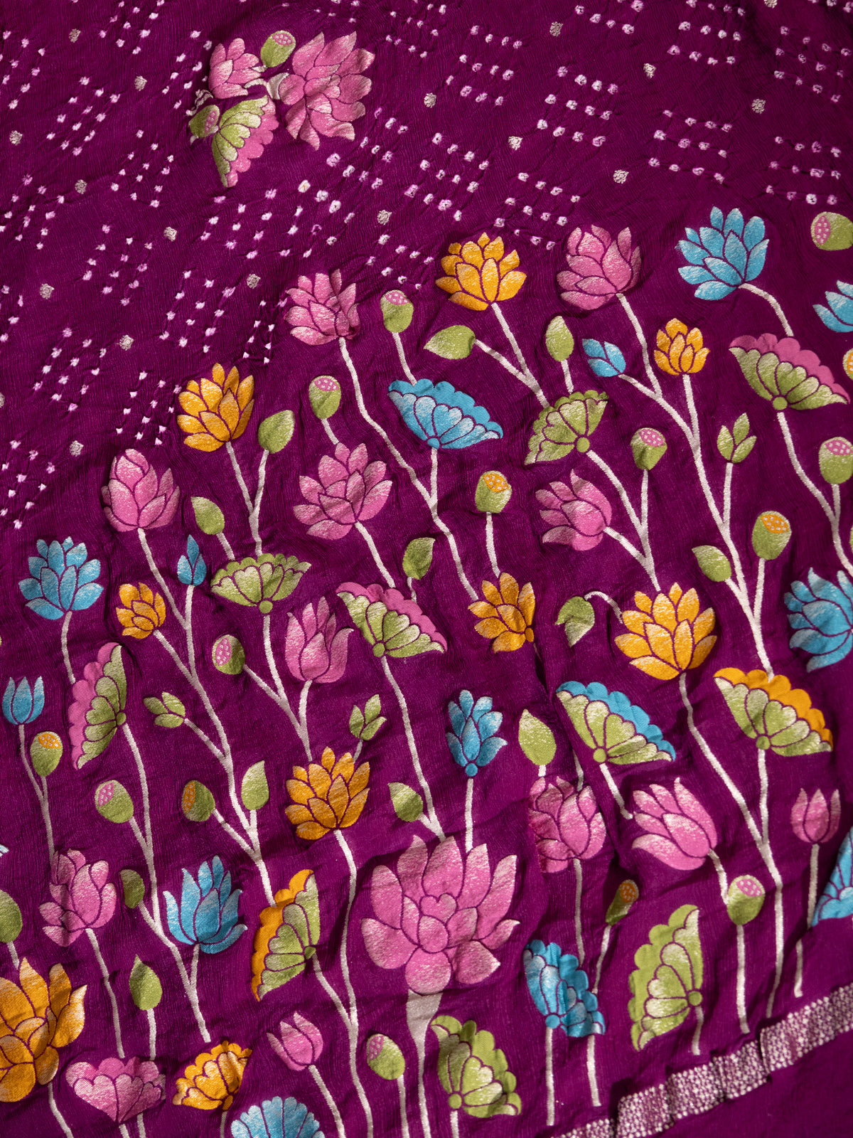 Purple Georgette Saree With Bandhej