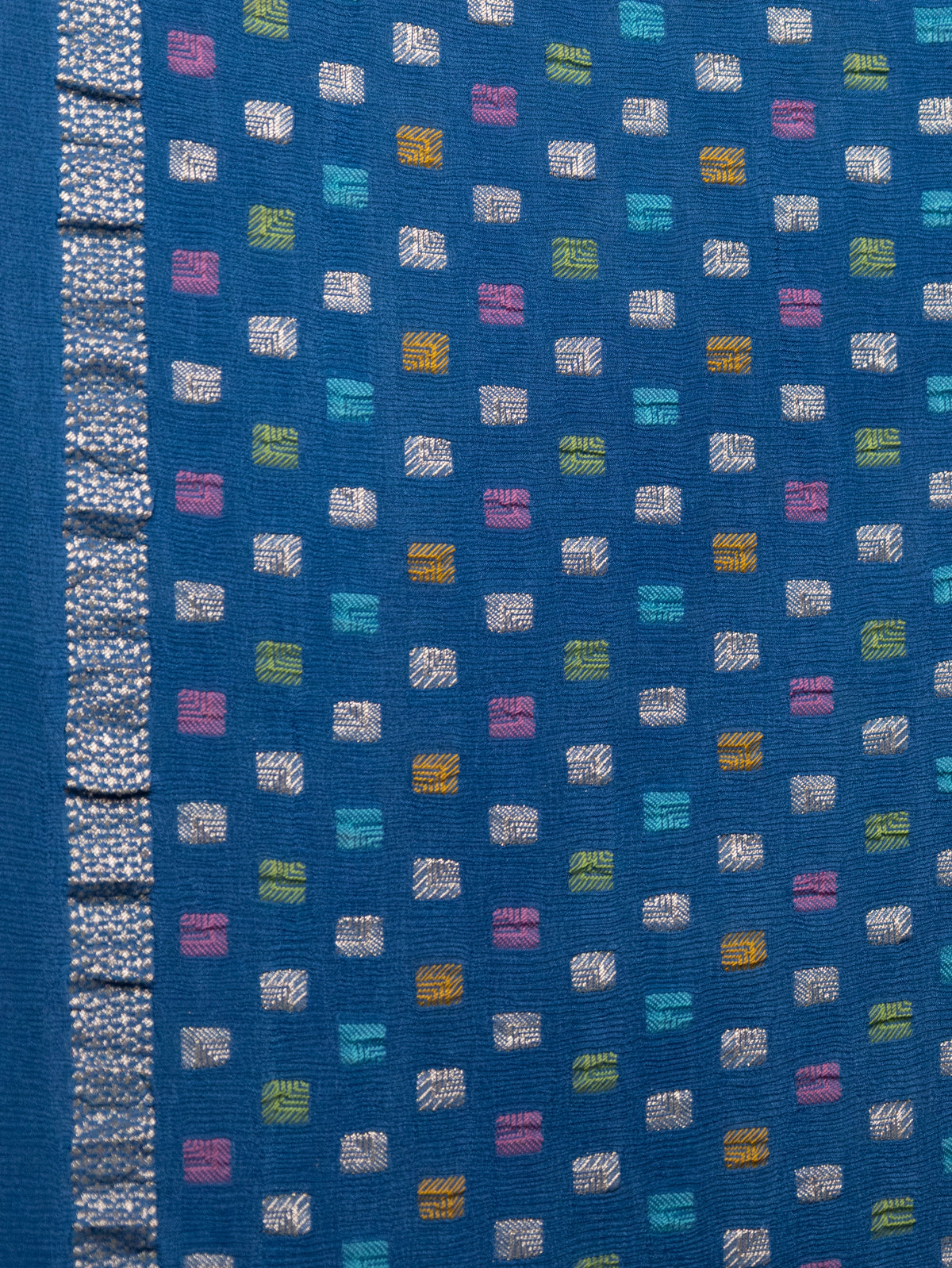 Peacock Blue Georgette Saree With Bandhej