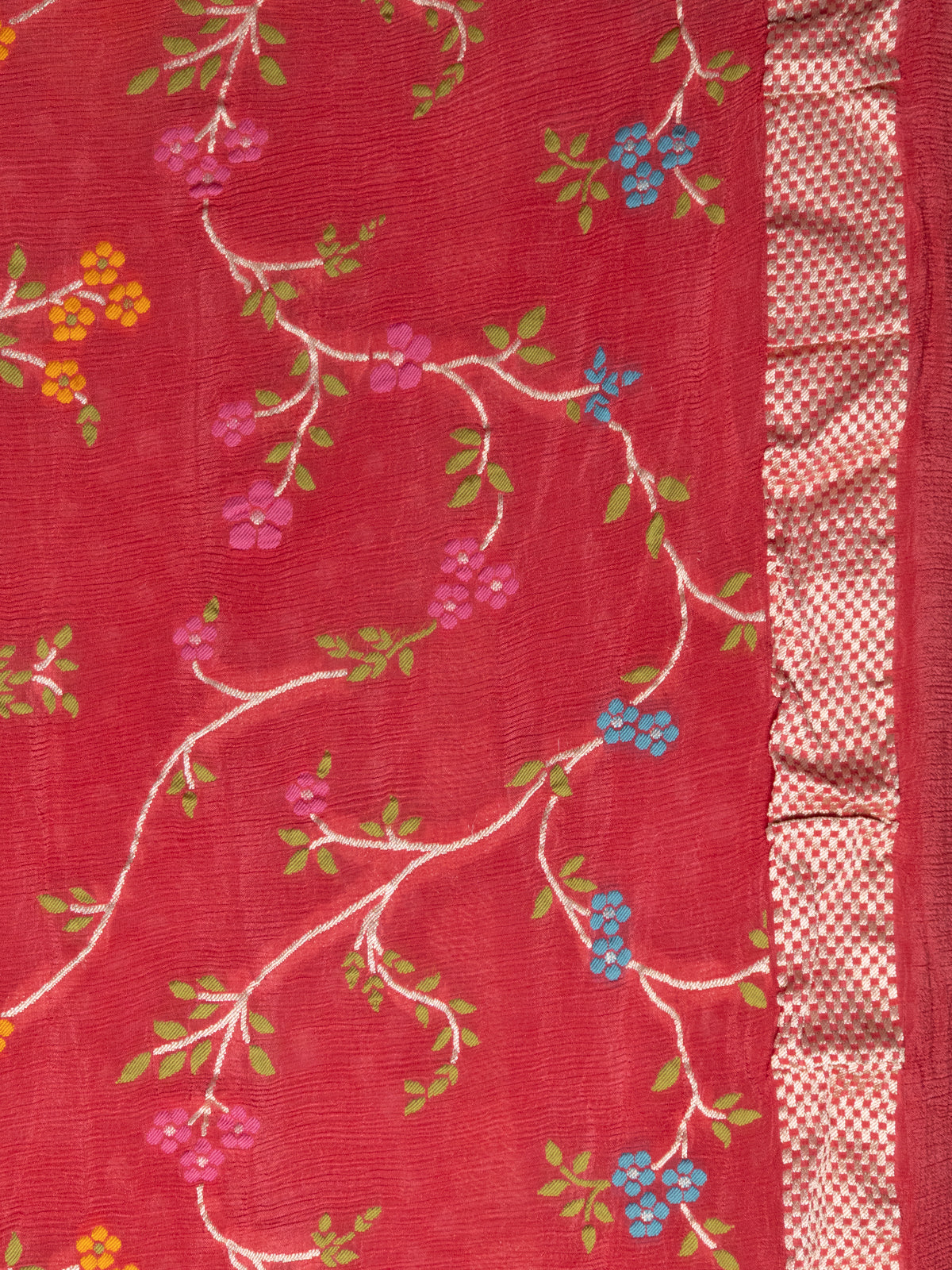 Peach Pink Georgette Saree With Bandhej