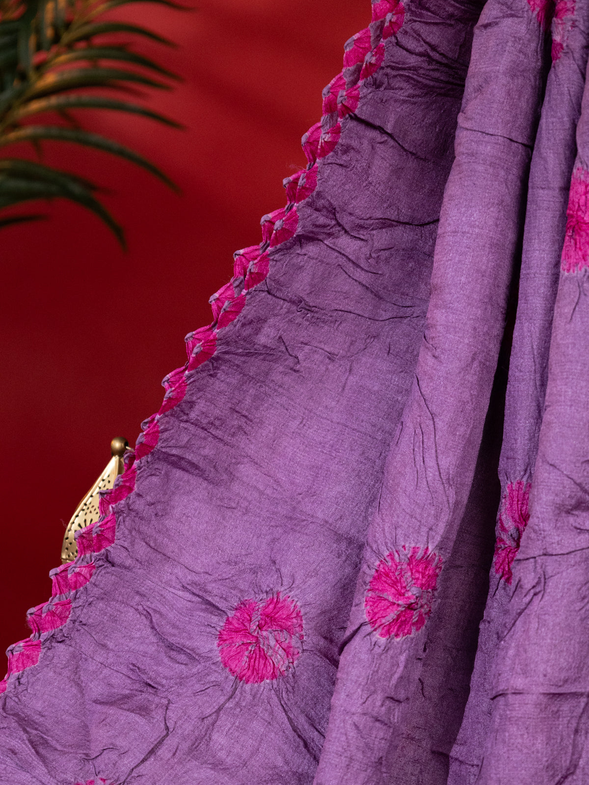 Pastel Purple & Pink Tussar Silk Saree