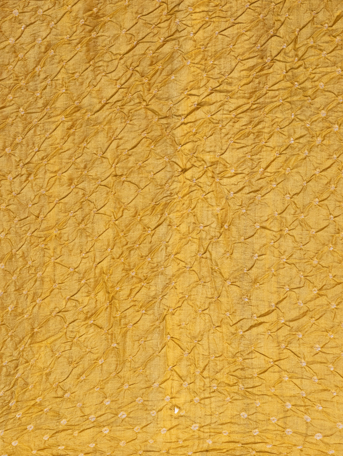 Mustard Shade Tussar Silk Saree With Placement Style Shibori Prints