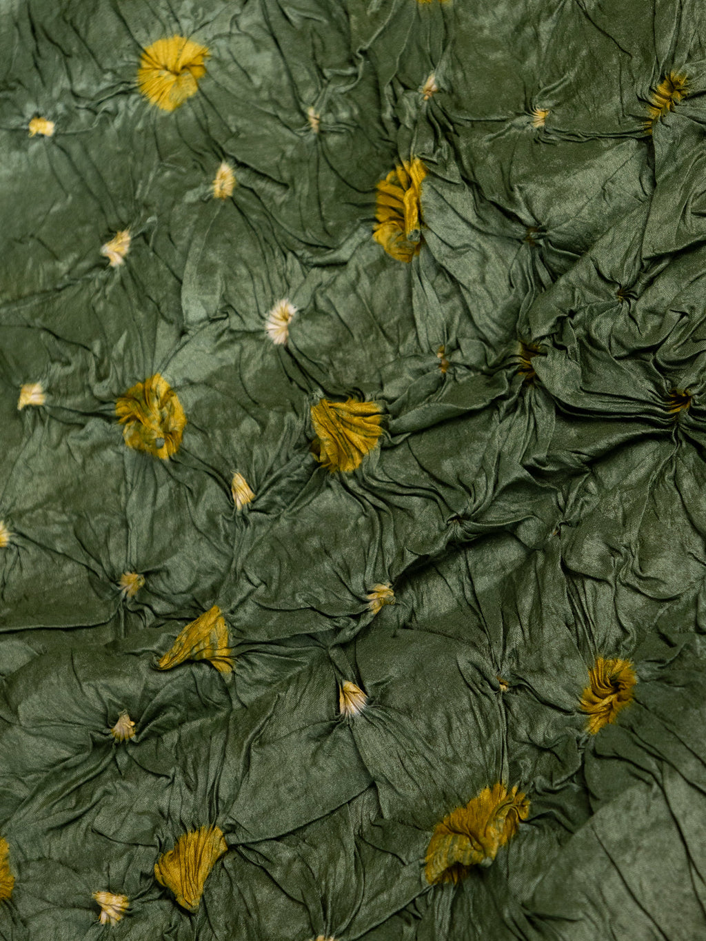 Green & Yellow Tussar Silk Saree With Shibori And Bandhej