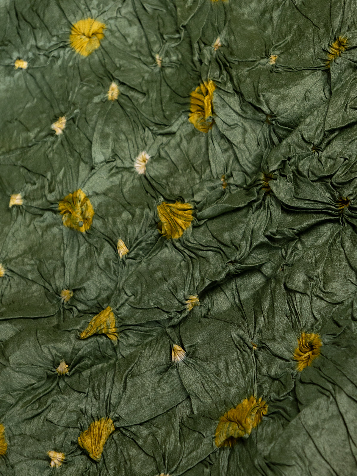 Green & Yellow Tussar Silk Saree With Shibori And Bandhej