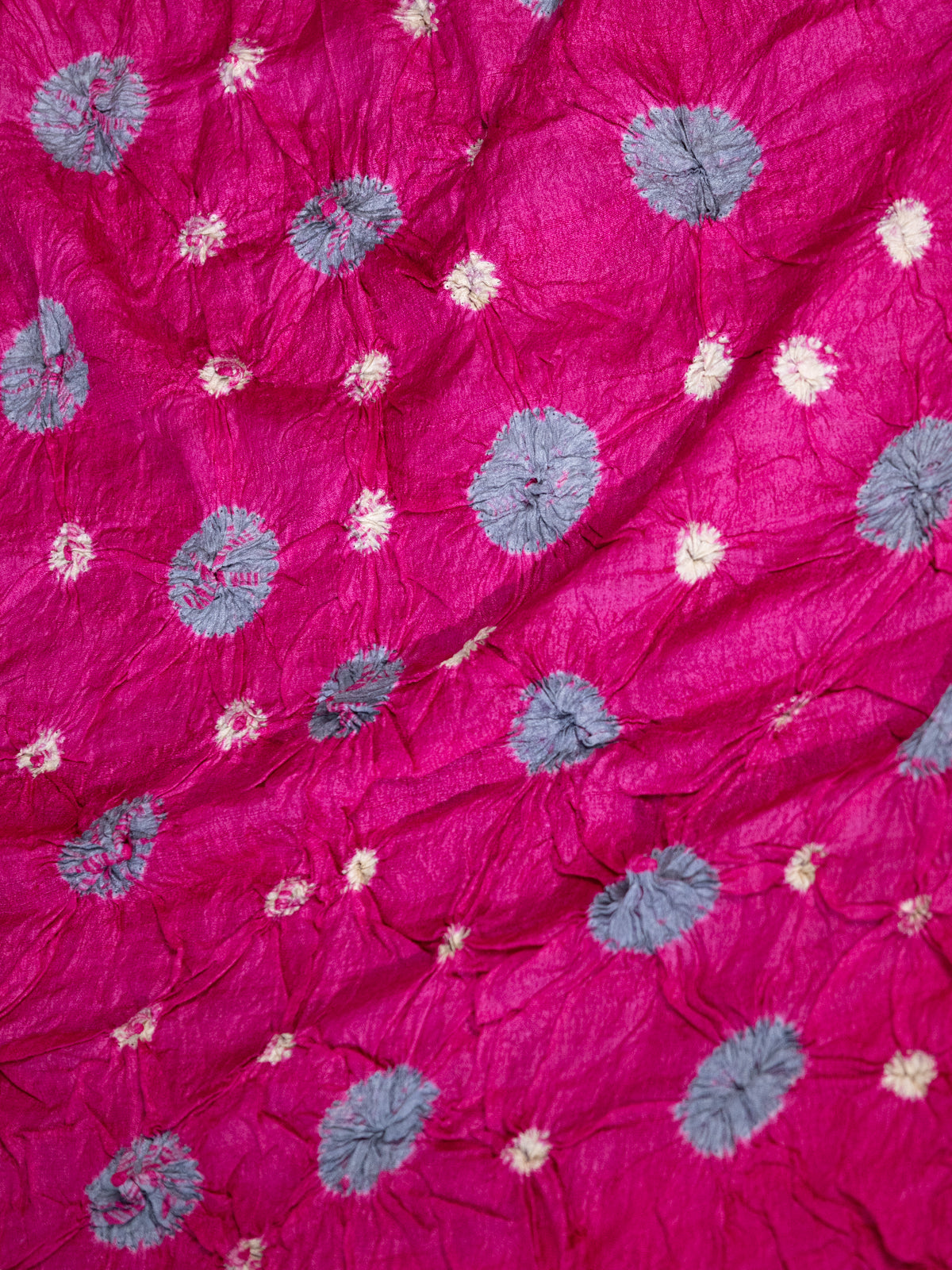 Magenta Pink & Grey Tussar Silk Saree With Shibori