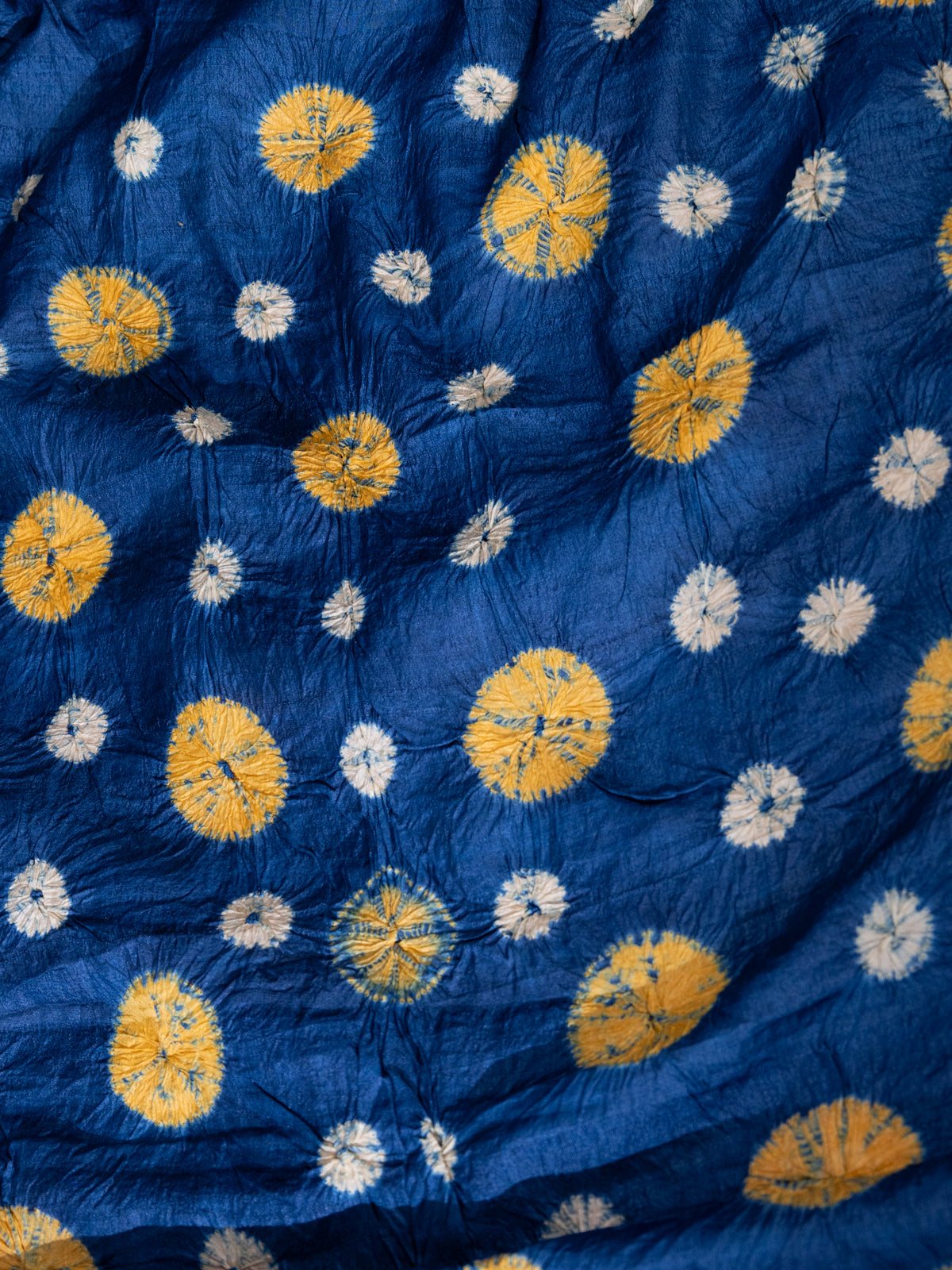 Blue & Pale Yellow Tussar Silk Saree With Shibori