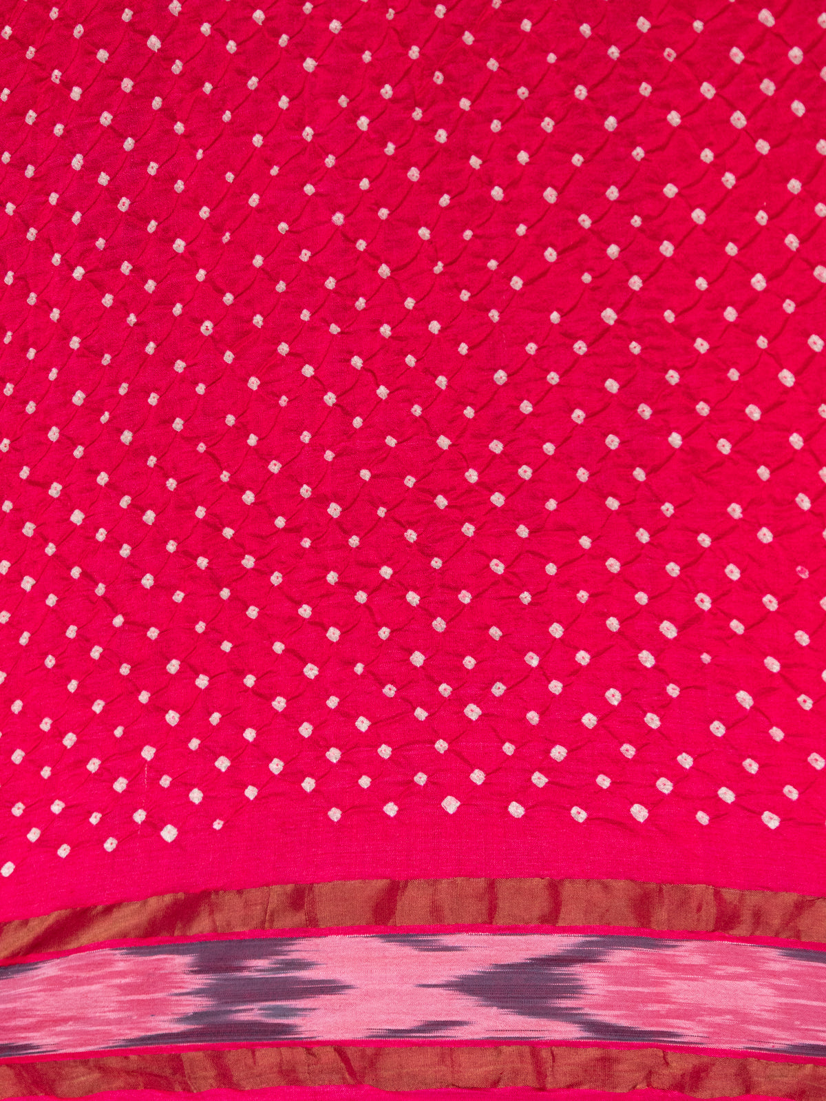 Pink Tussar Silk Saree With Bandhej And Kantha Work