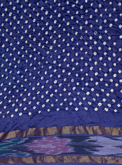 Blue Tussar Silk Saree With Bandhej And Kantha Work