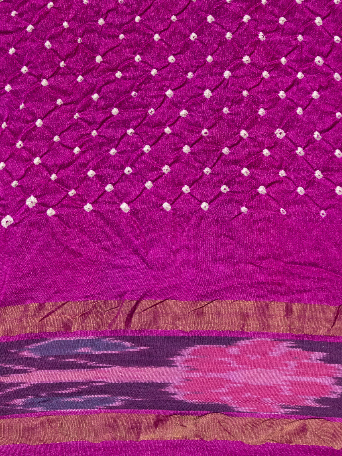 Purple Tussar Silk Saree With Bandhej And Kantha Work
