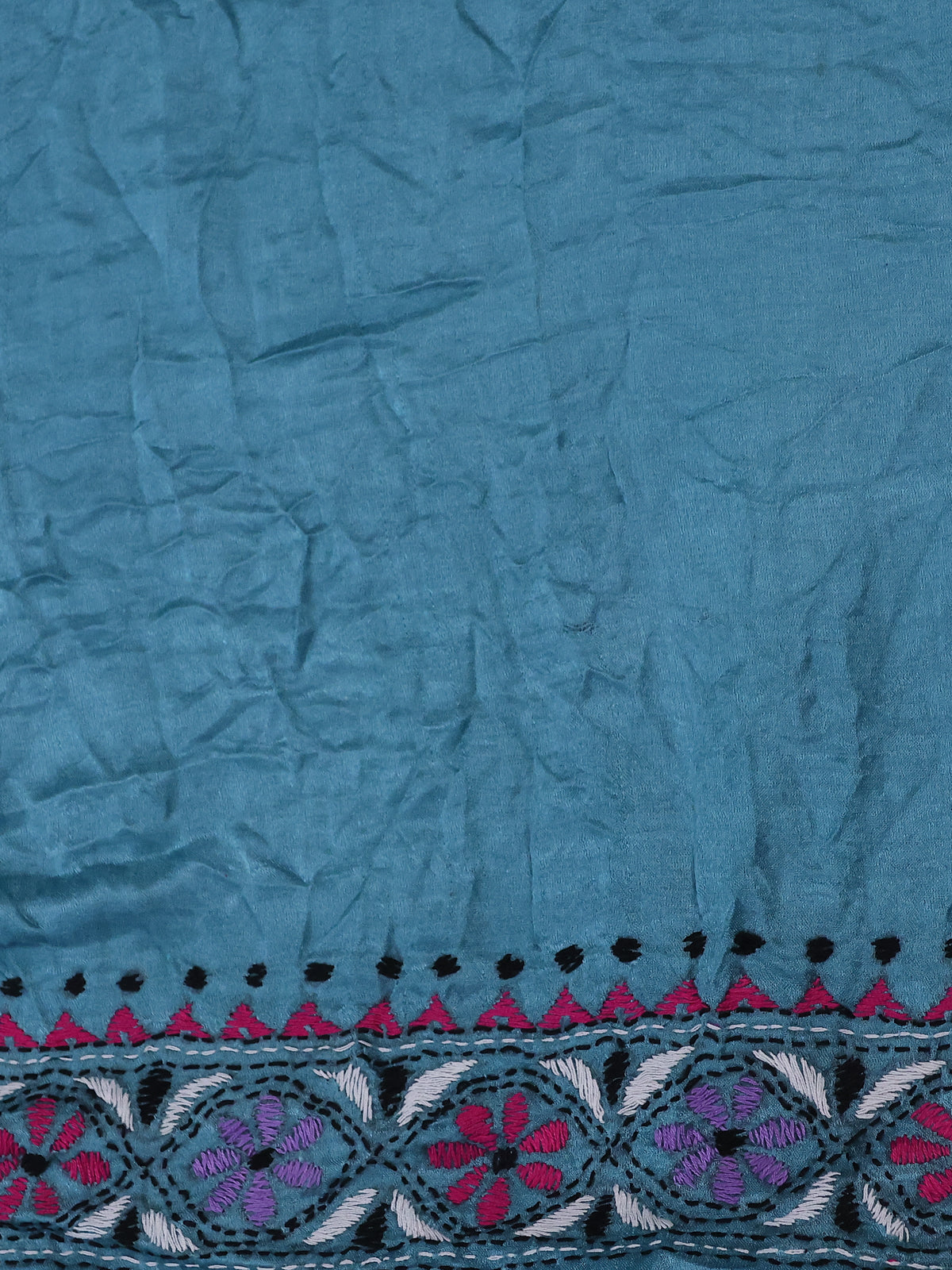 Blue & Pastel Blue Gajji Silk Saree With Bandhej And Kutch Embroidery