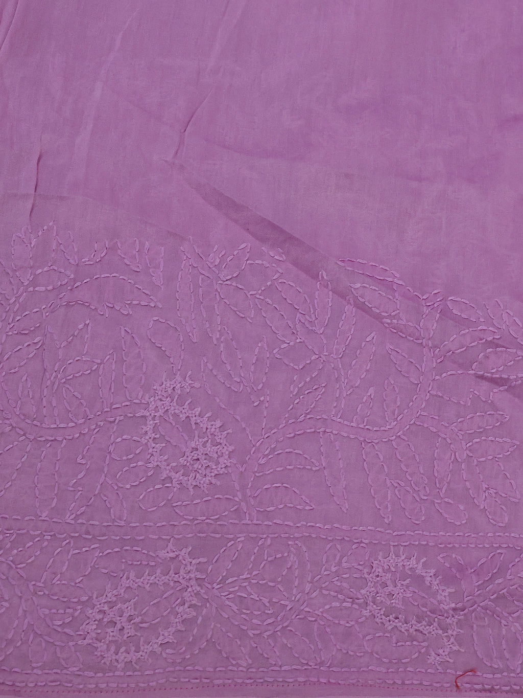 Lotus Pink Organza Silk Saree With Allover Chikankari Work