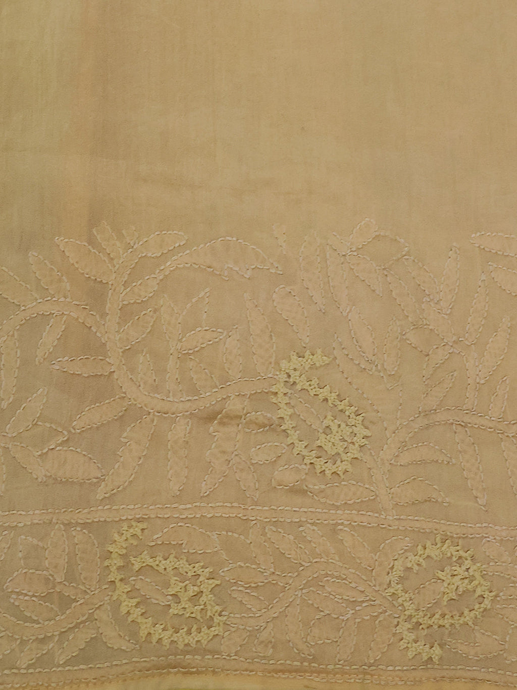 Lime Yellow Organza Silk Saree With Allover Chikankari Work