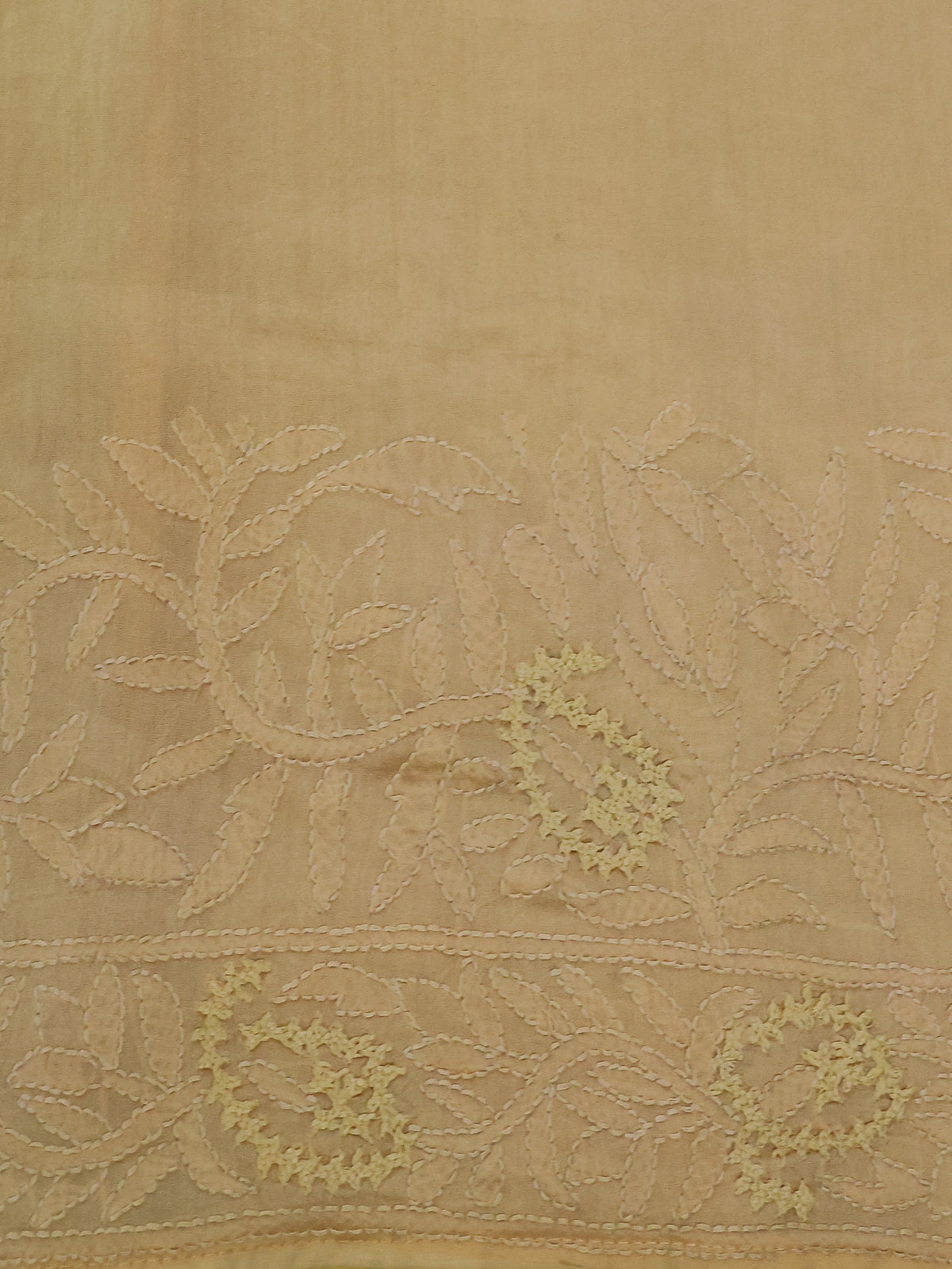 Lime Yellow Organza Silk Saree With Allover Chikankari Work