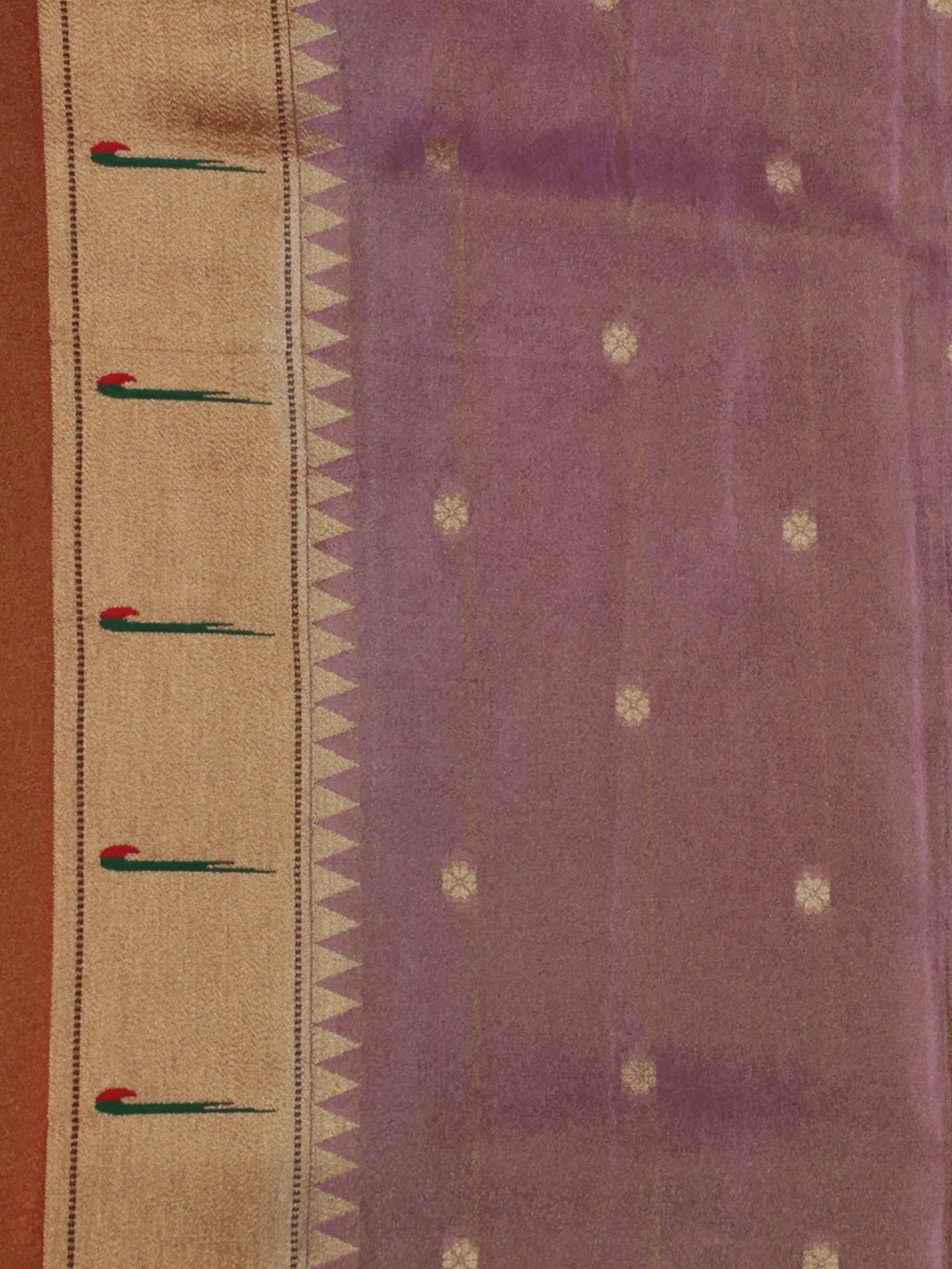 Dual Tone Lavender Tissue Woven Saree With Rich Muniya Butta Border & Paithani Pallu