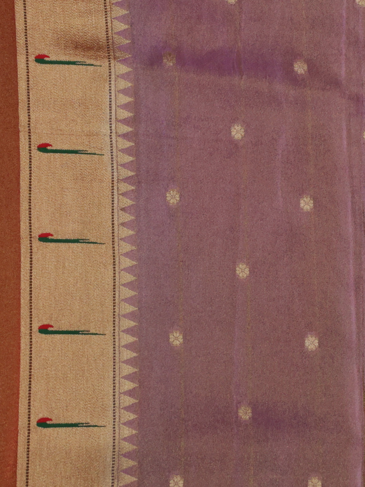 Dual Tone Lavender Tissue Woven Saree With Rich Muniya Butta Border & Paithani Pallu