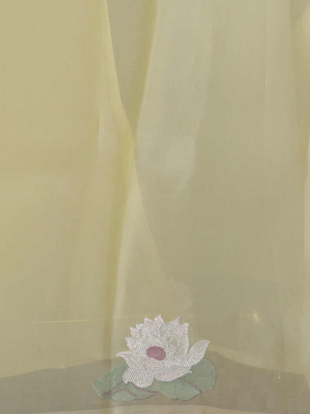 Pale Yellow Pure Banarasi Tissue Organza Saree With Border Floral Embroided Butta