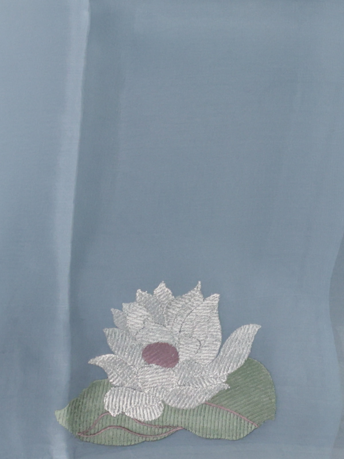 Pastel Blue Pure Banarasi Tissue Organza Saree With Border Floral Embroided Butta
