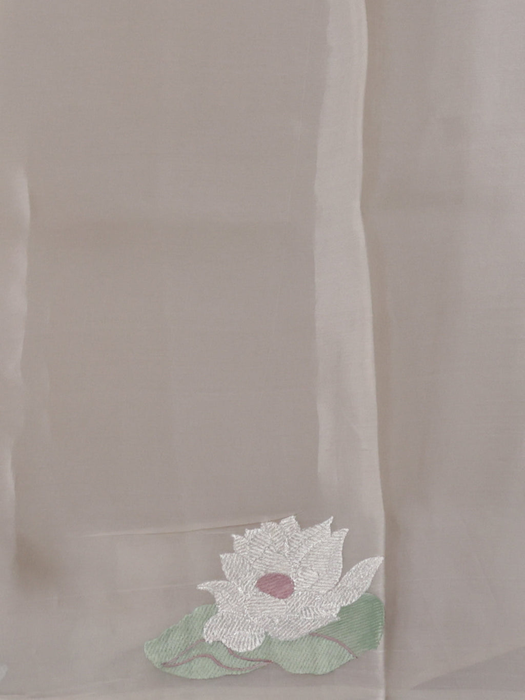 Pastel Grey Pure Banarasi Tissue Organza Saree With Border Floral Embroided Butta