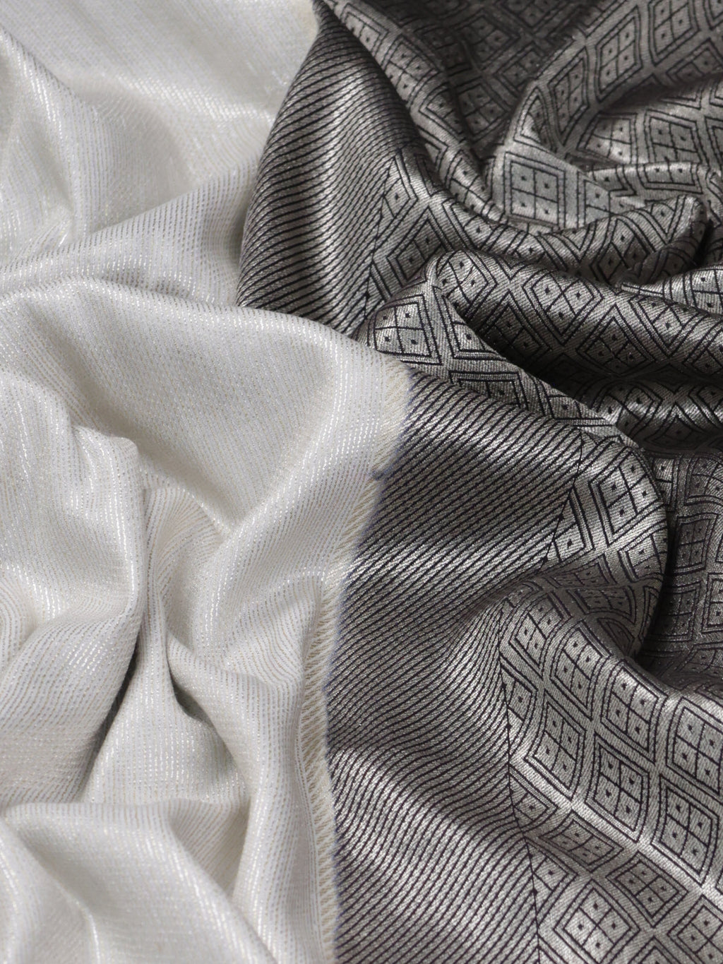 Silver Woven Banarasi Pure Munga Silk With Convent Petit Embroidery Border