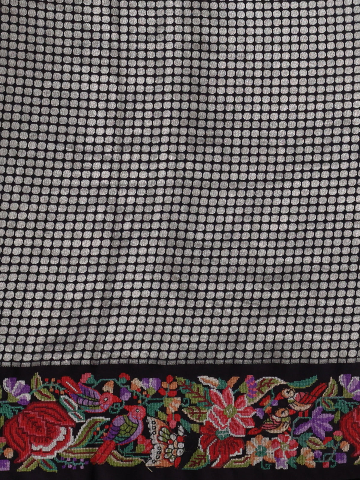 Silver Woven Banarasi Pure Munga Silk With Convent Petit Embroidery Border