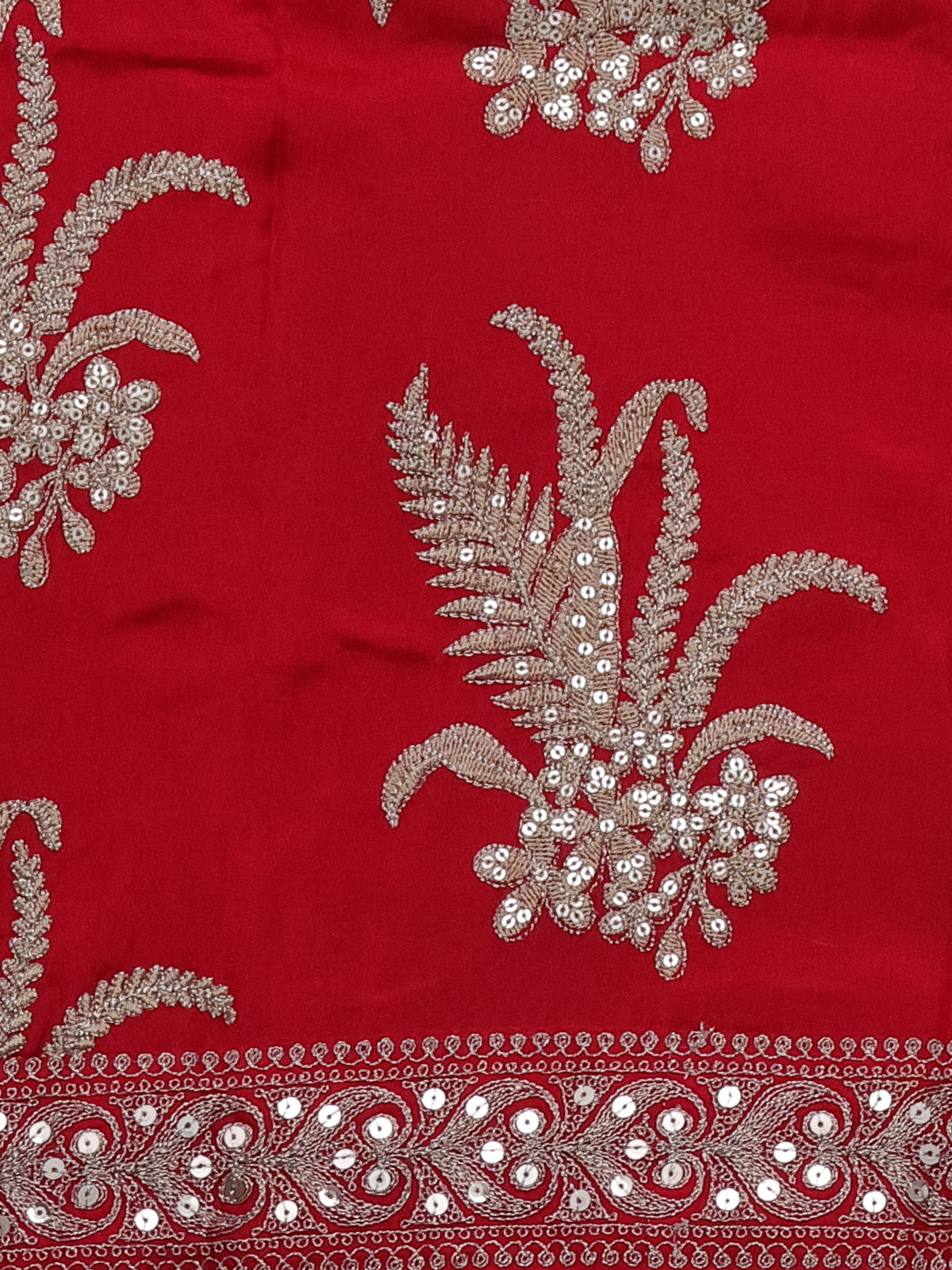 Pink Georgette Organza With Weave Butta And Fancy Border And Blouse
