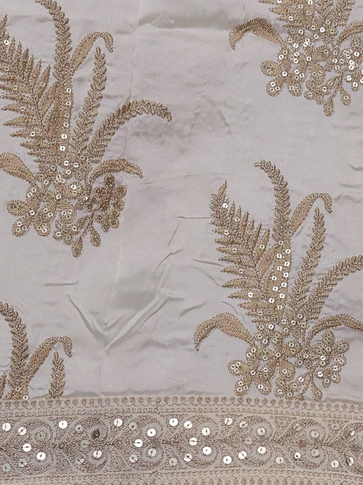 Off White Georgette Organza With Weave Butta And Fancy Border And Blouse