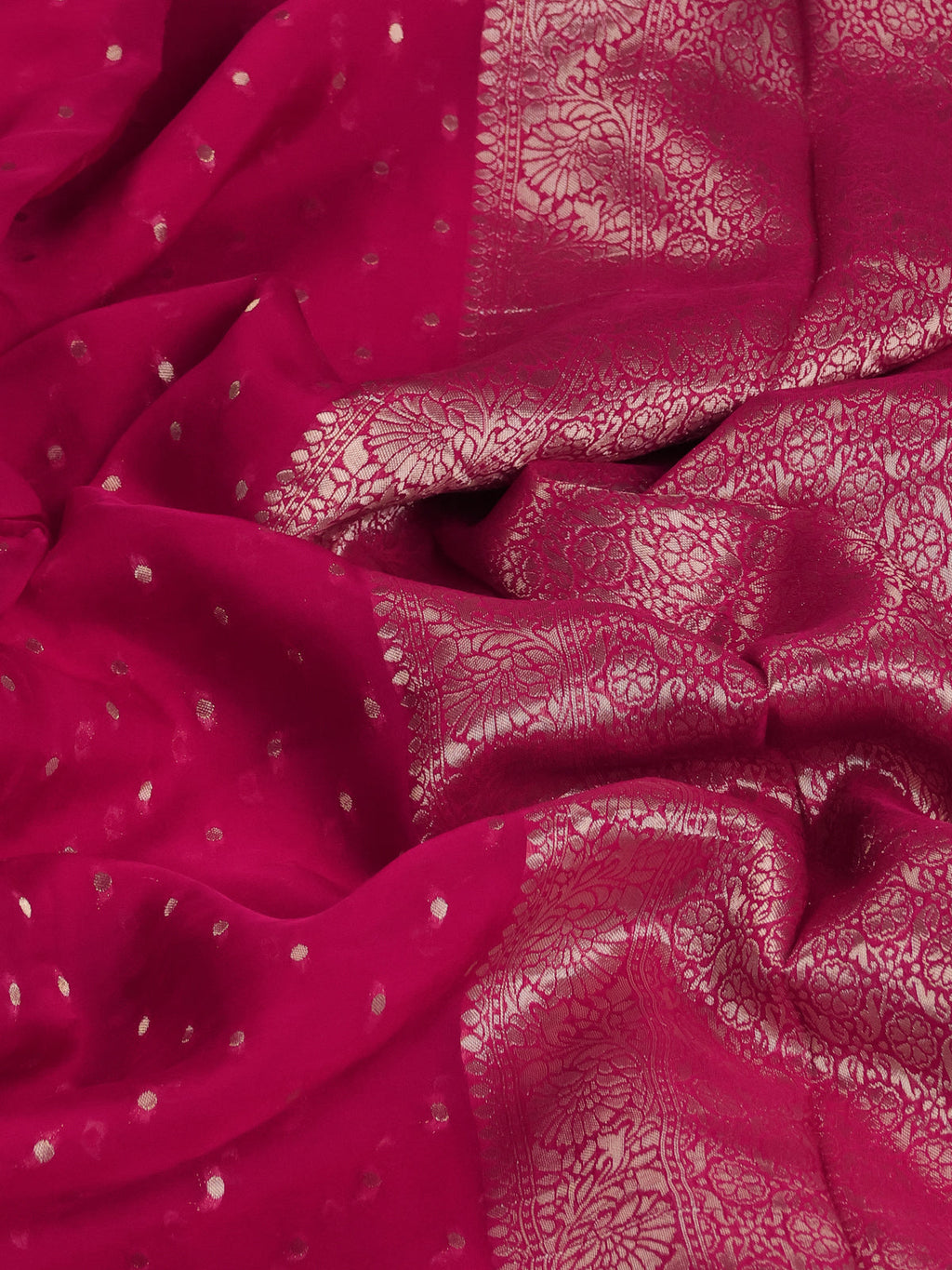 Pink Georgette Organza With Weave Butta And Fancy Border And Blouse