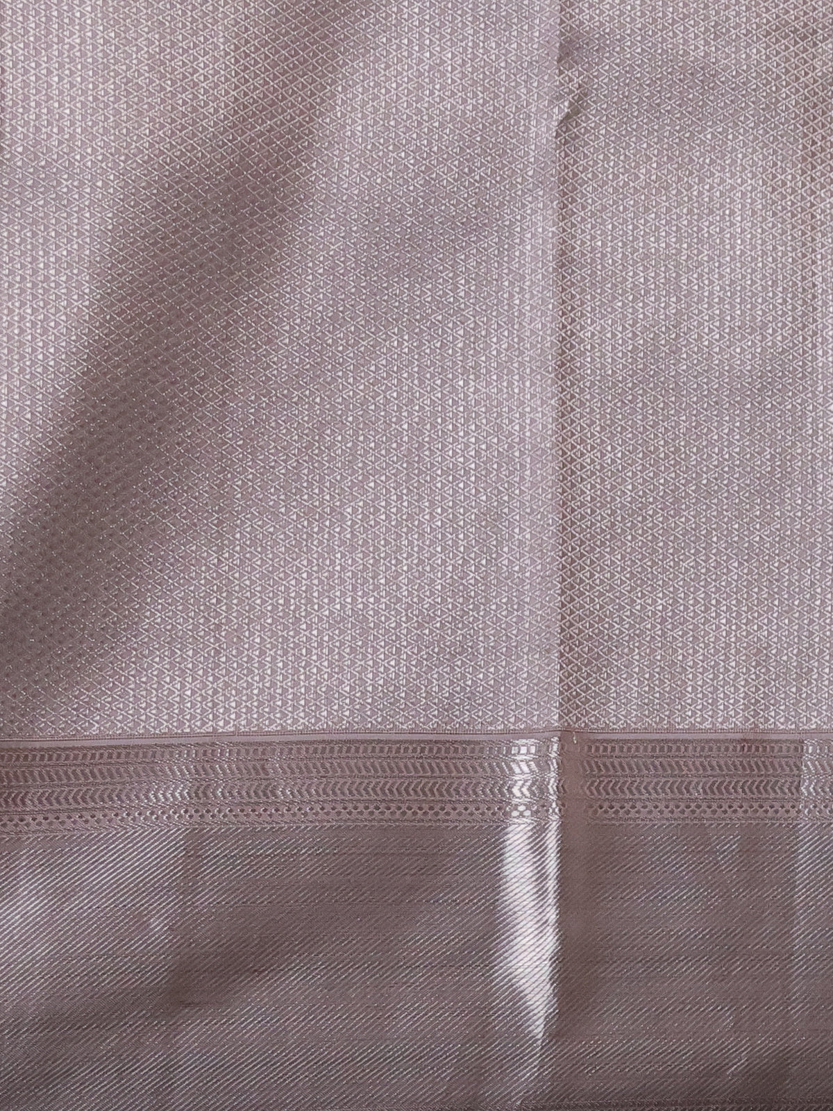Silver Grey Kanchipuram Silk Saree With Allover Embroidery And Silver Zari